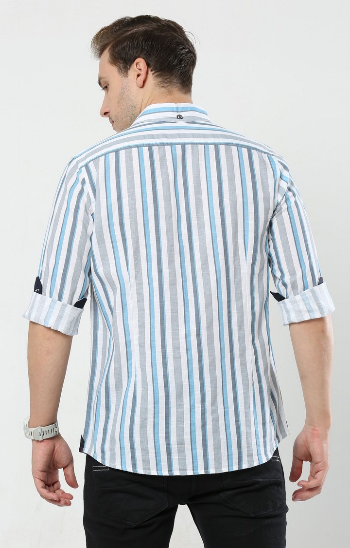 Men's Blue Striped Casual Shirt