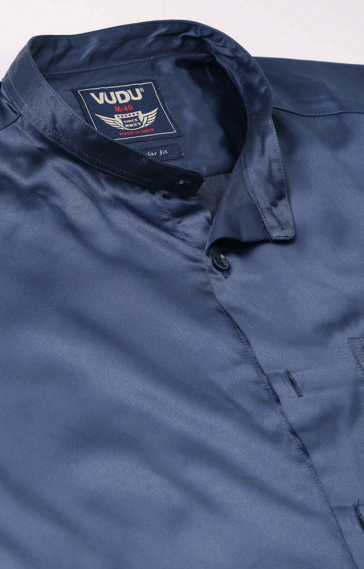 Men's Blue Solid Casual Shirt