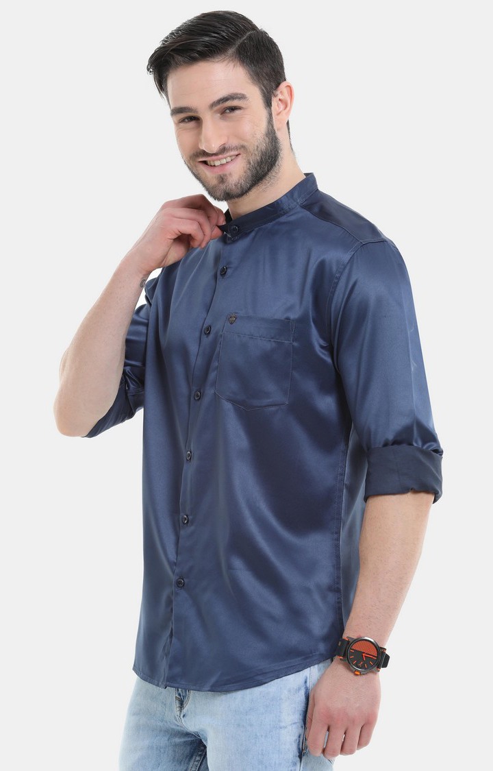 Men's Blue Solid Casual Shirt