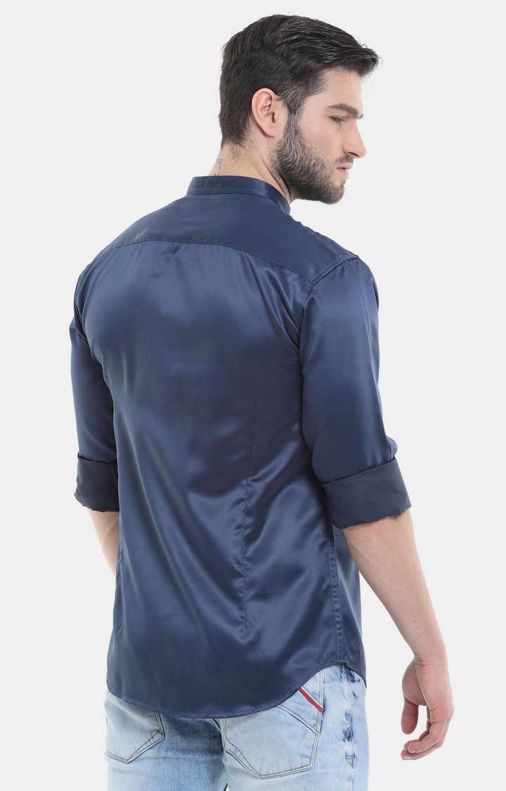 Men's Blue Solid Casual Shirt