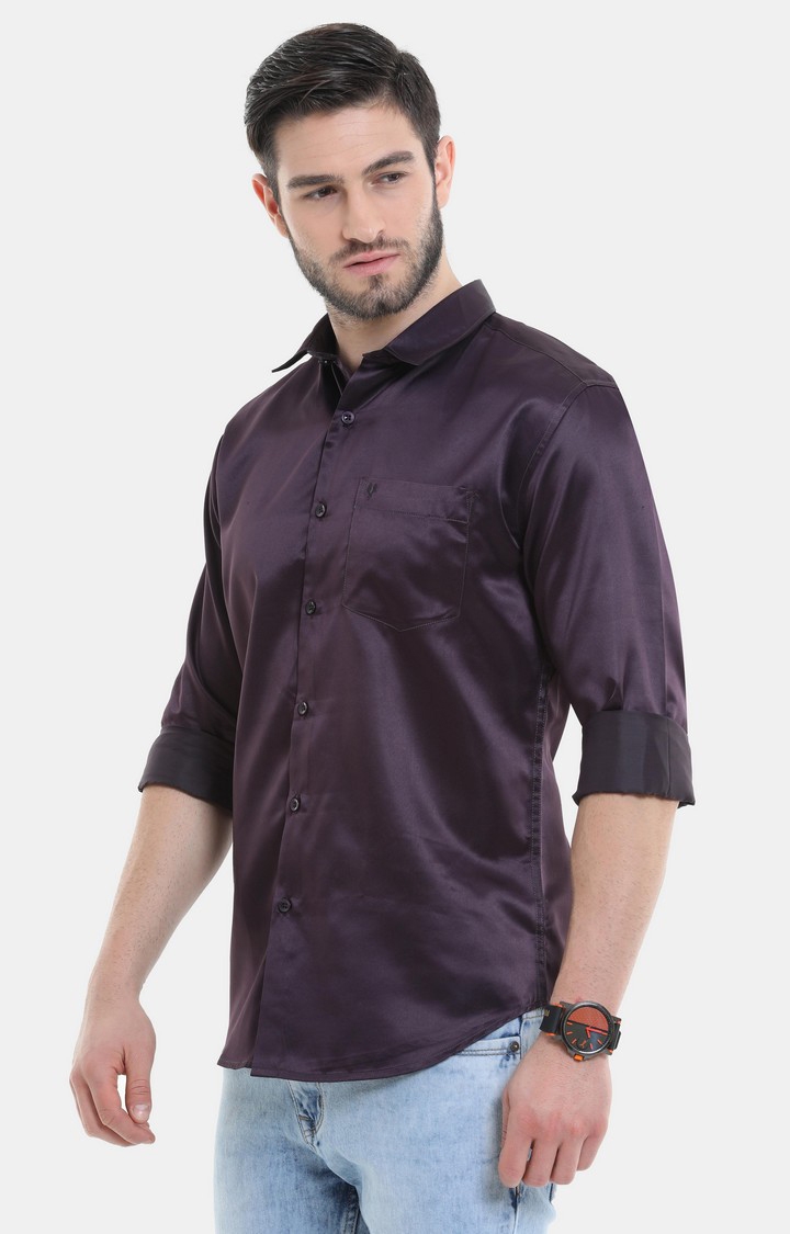 Men's Purple Solid Casual Shirt