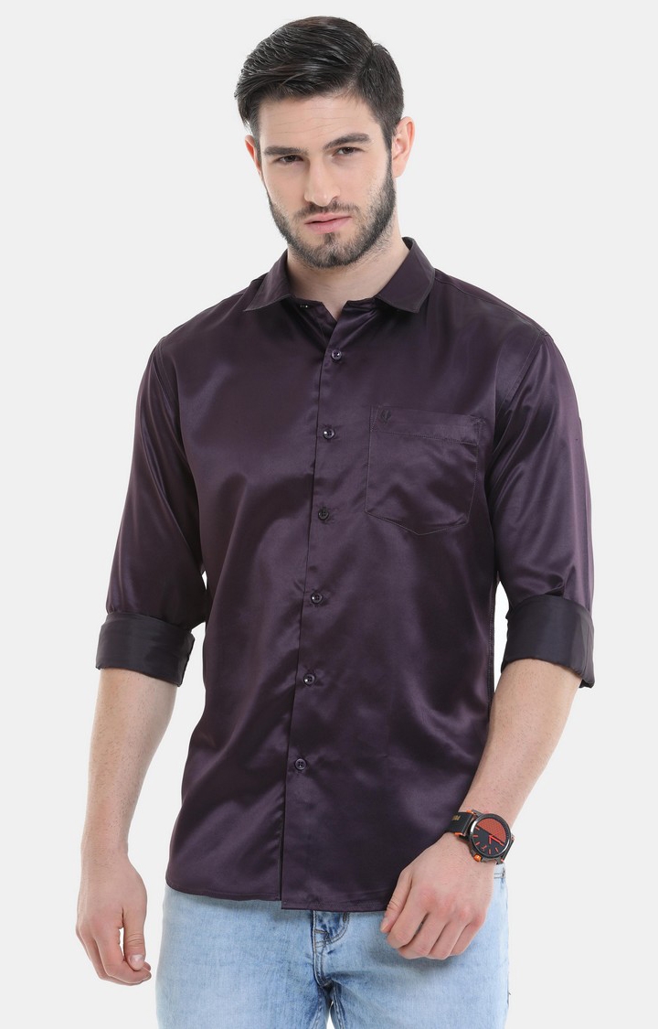VUDU | Men's Purple Solid Casual Shirt