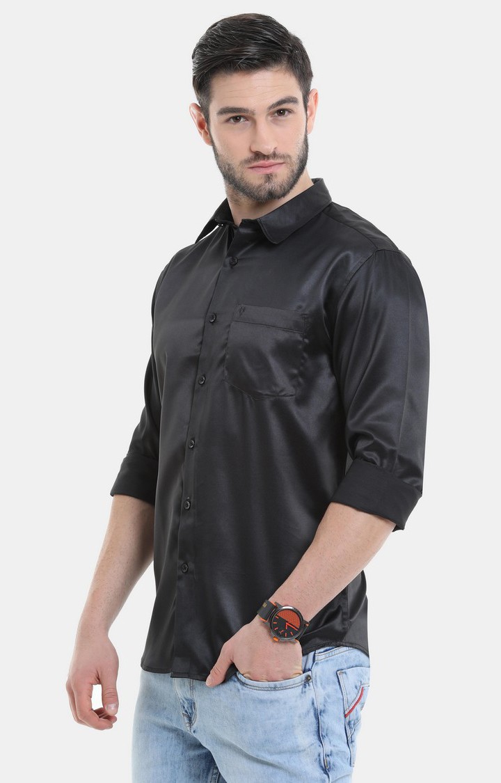 Men's Black Solid Casual Shirt