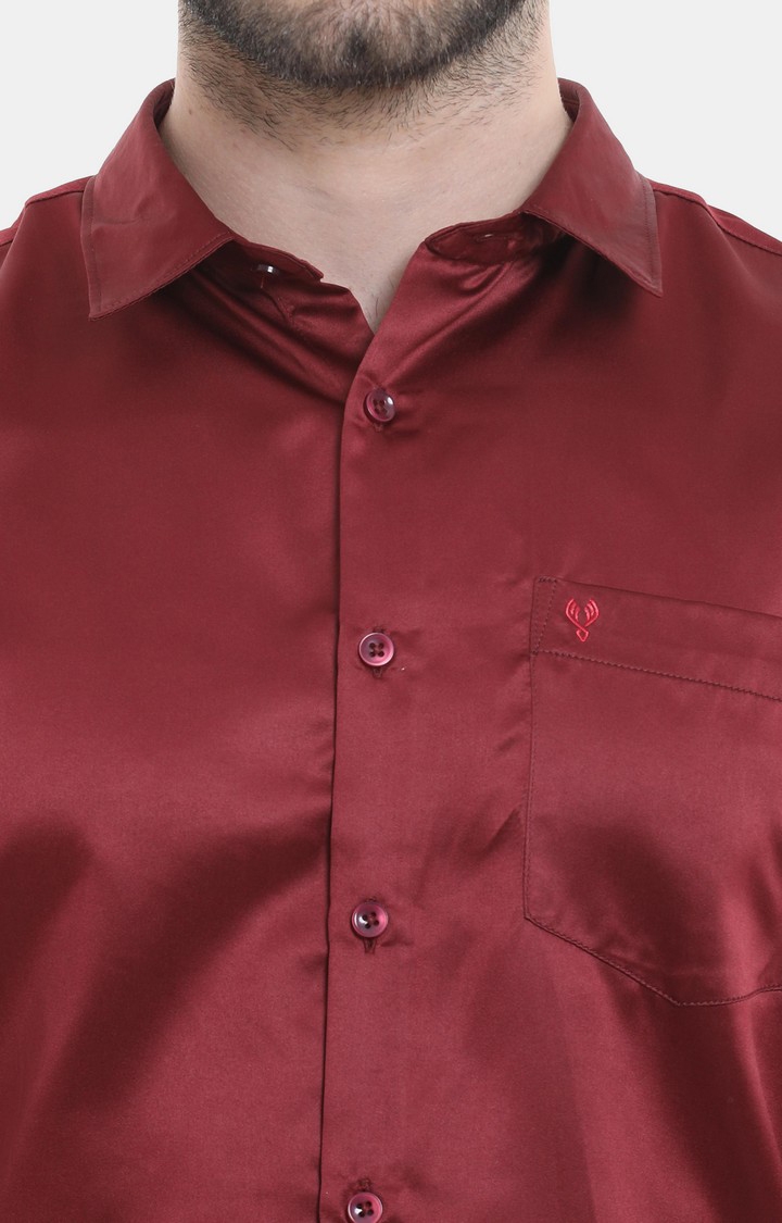Men's Maroon Solid Casual Shirt