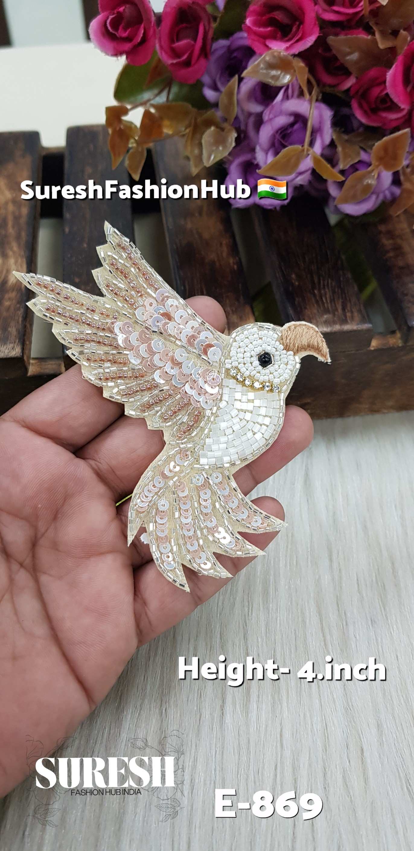 E-869 Light Brown Right Side Flying Bird Patch