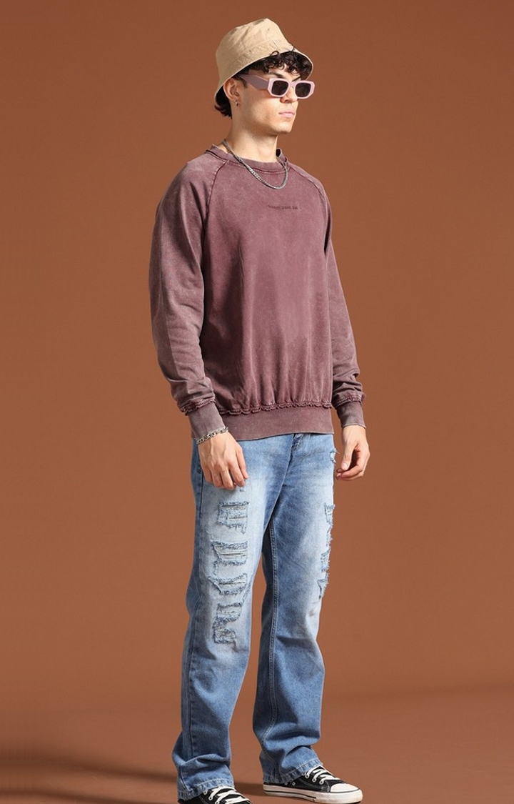Men's Brown Solid SweatShirt