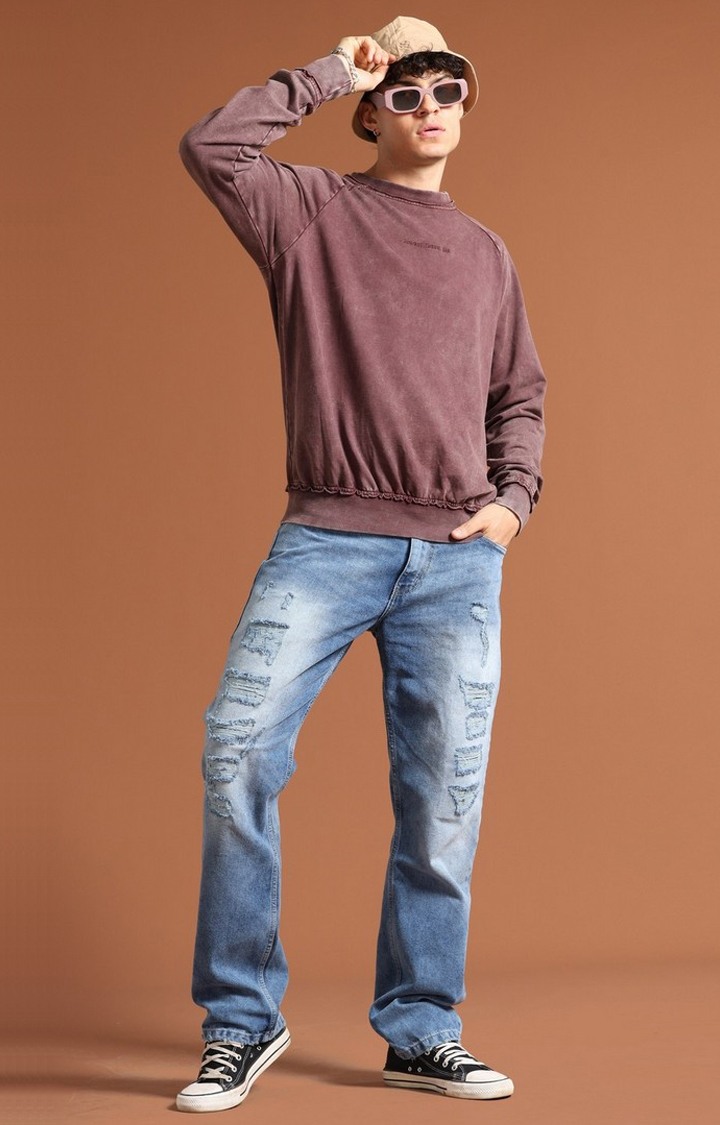 Men's Brown Solid SweatShirt