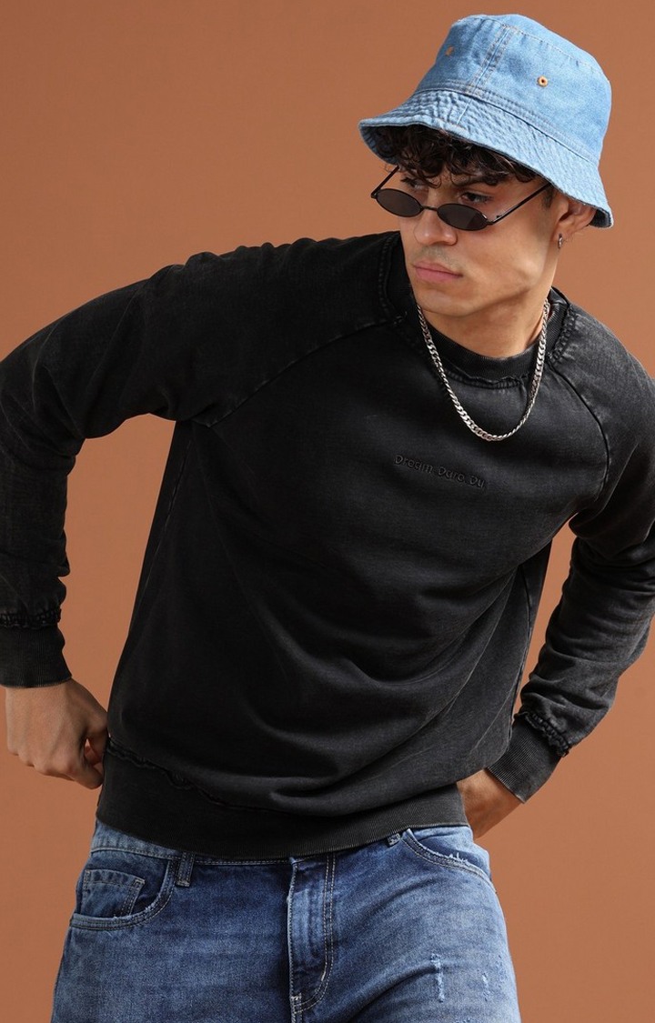 Men's Black Solid SweatShirt