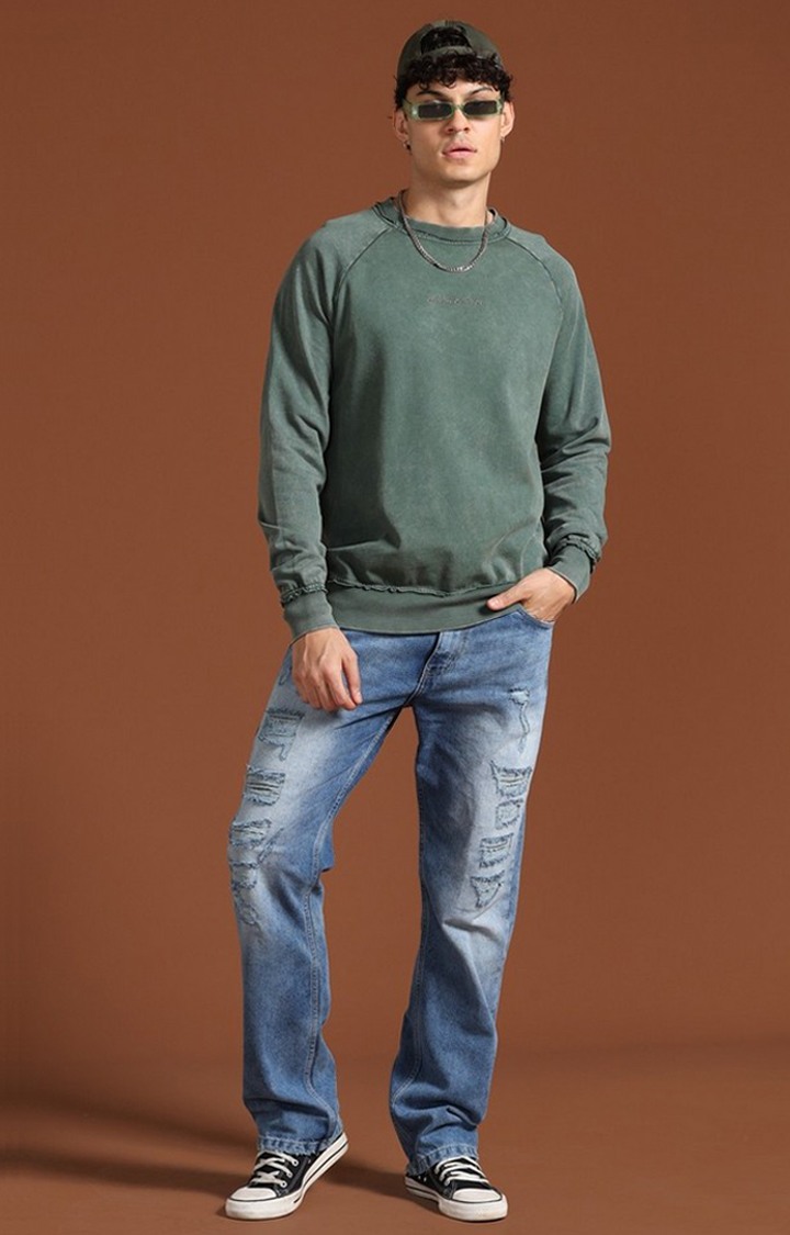 Men's Green Solid SweatShirt