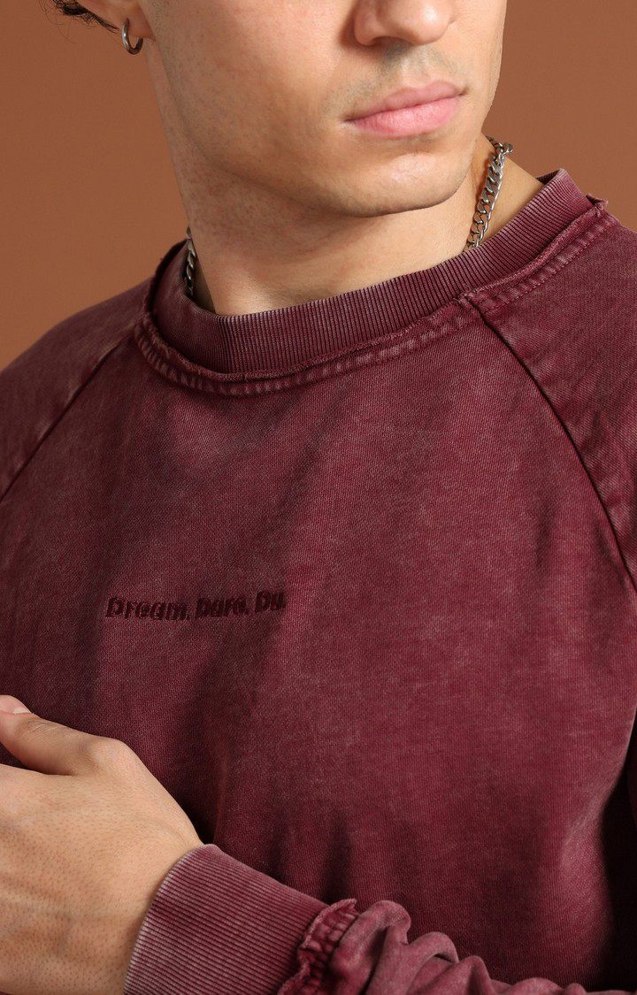 Men's Burgundy Solid SweatShirt