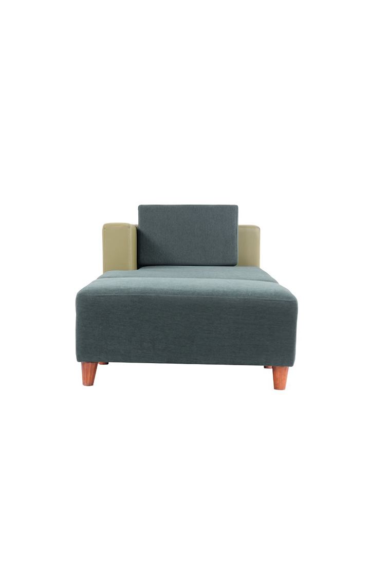 neudot Hailey Fabric Chaise Lounger RHS in Castle Green Colour | Wooden Leg| Dual Color | Sectional Sofa