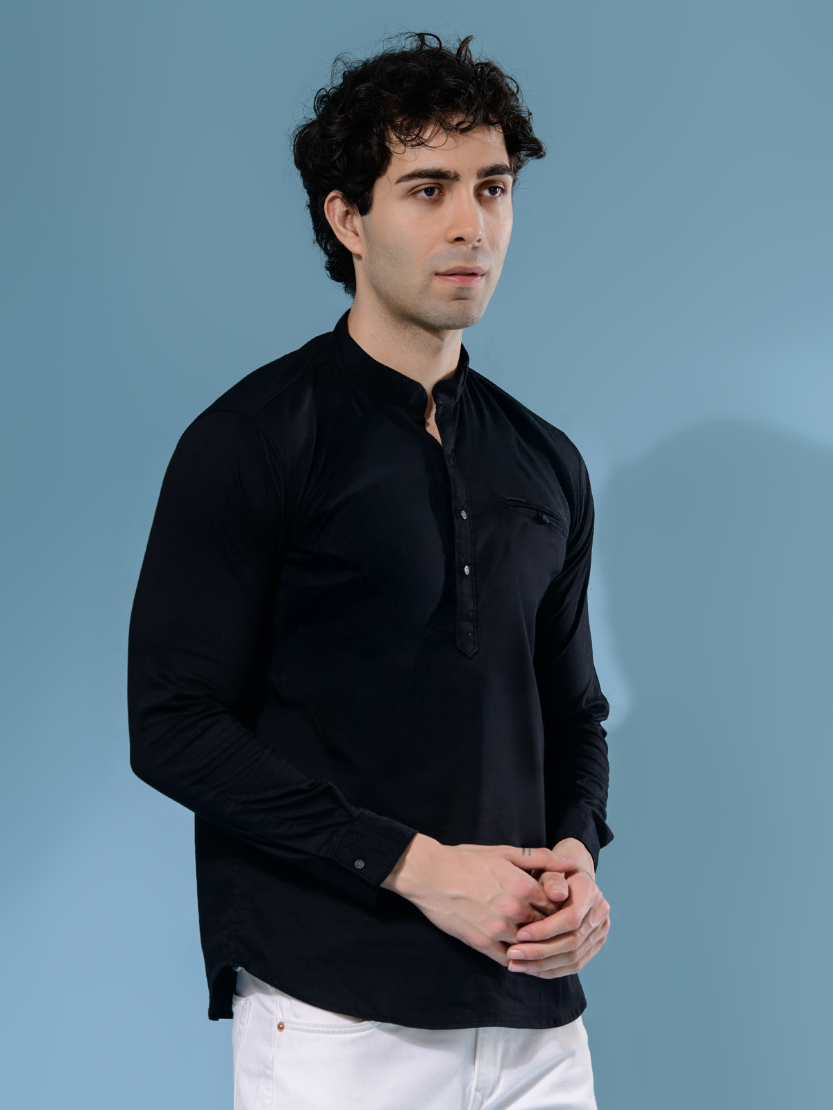 ALBION MENS GRAMMER BLACK SHORT KURTA