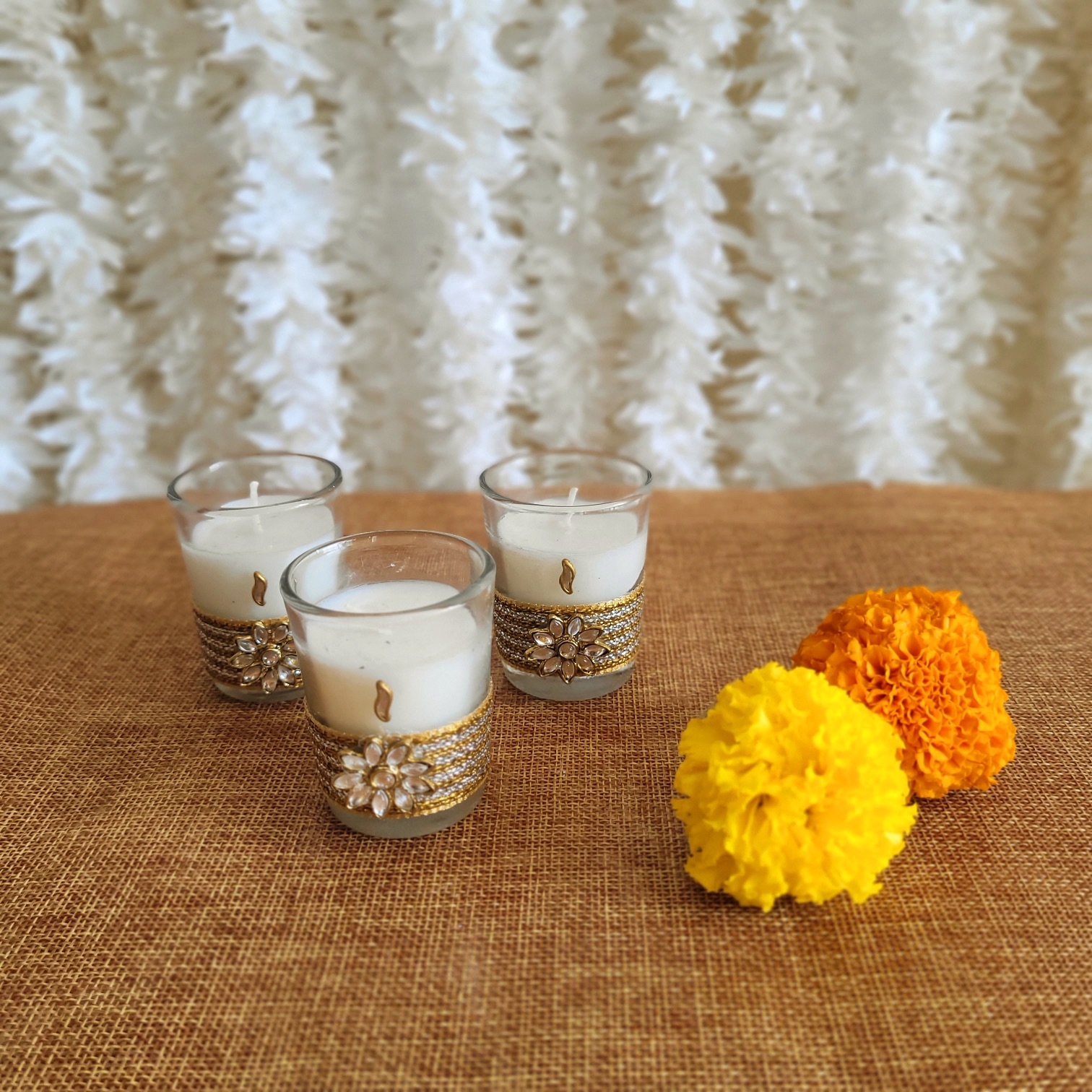 Floral art | Small Glass Diya undefined