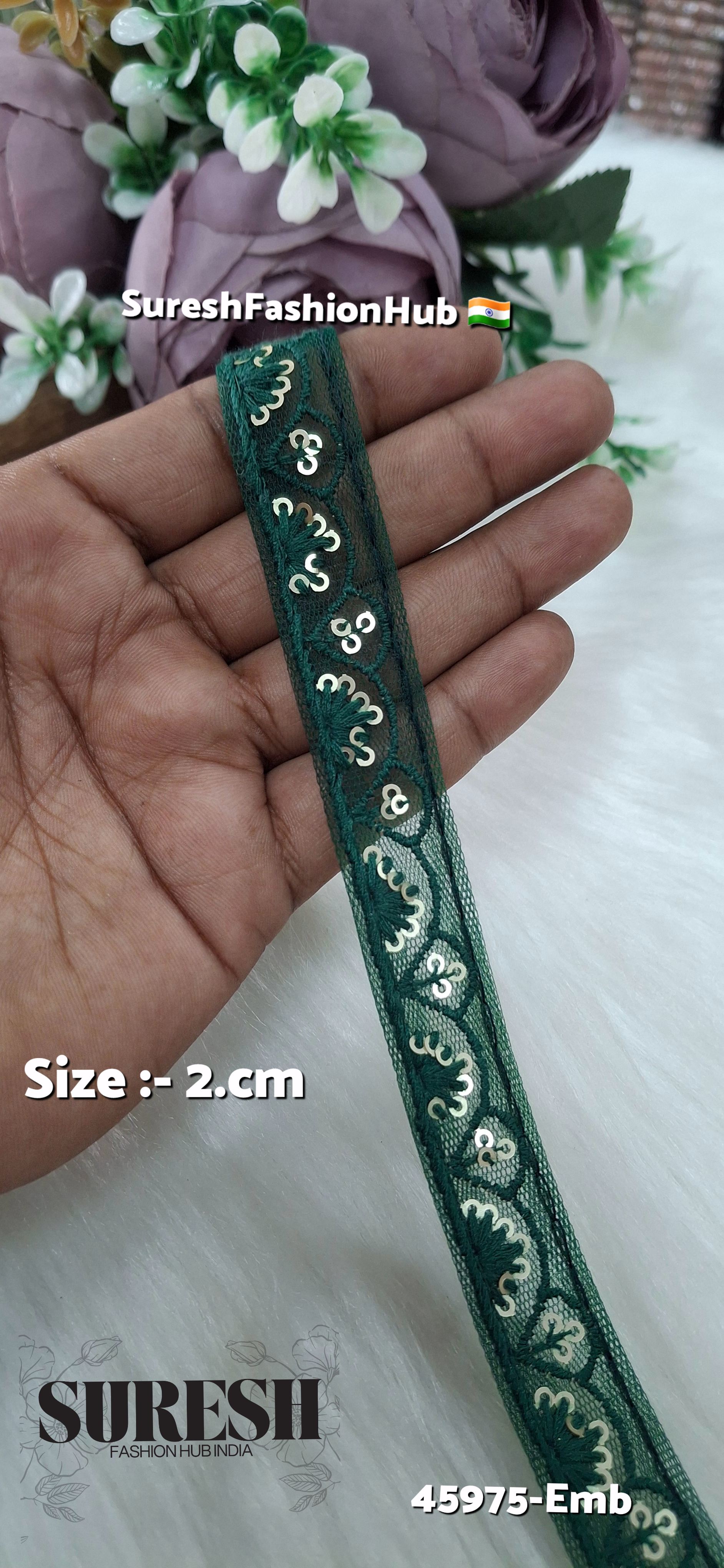 Bottle Green Tone-on-Tone Net Embroidery Lace
