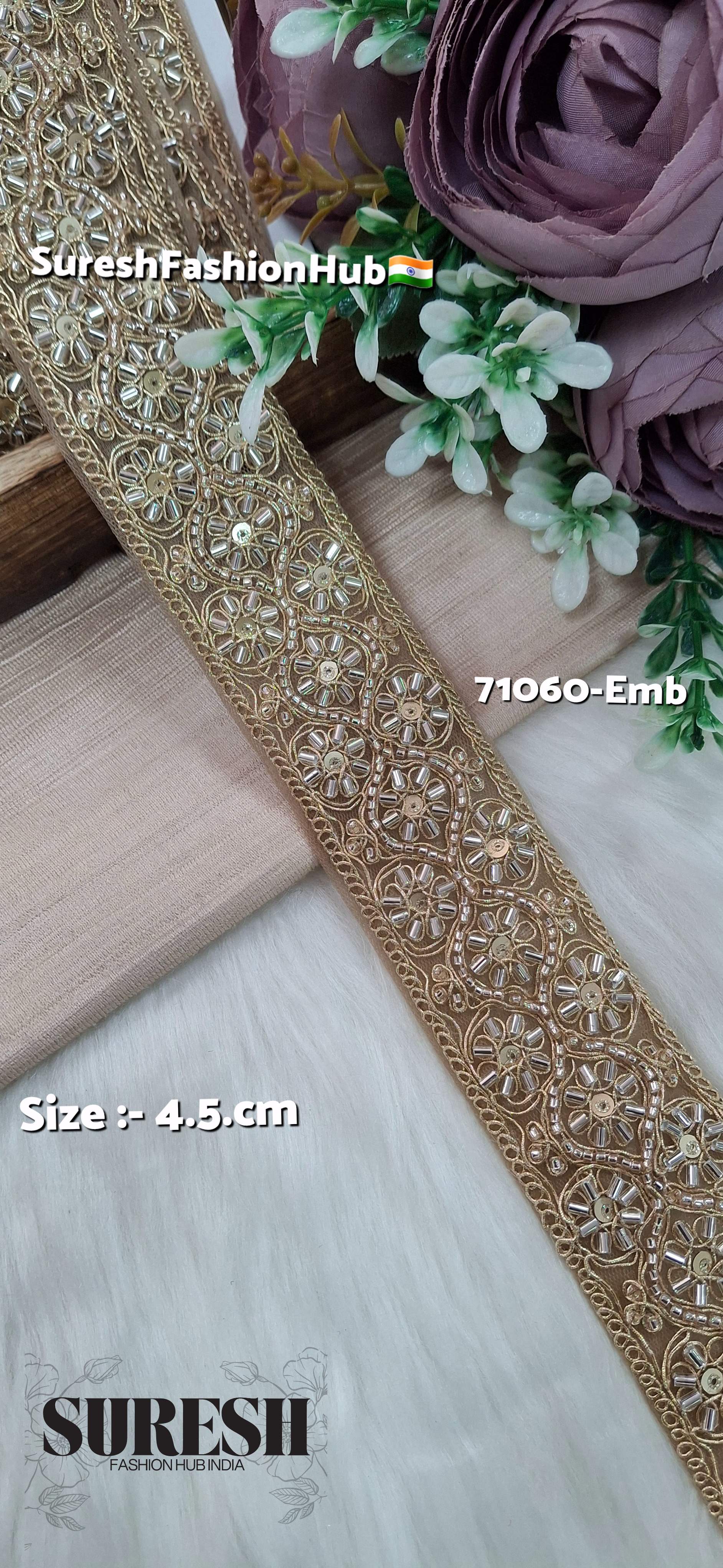 Lightlist Gold Floral Embroidery Lace