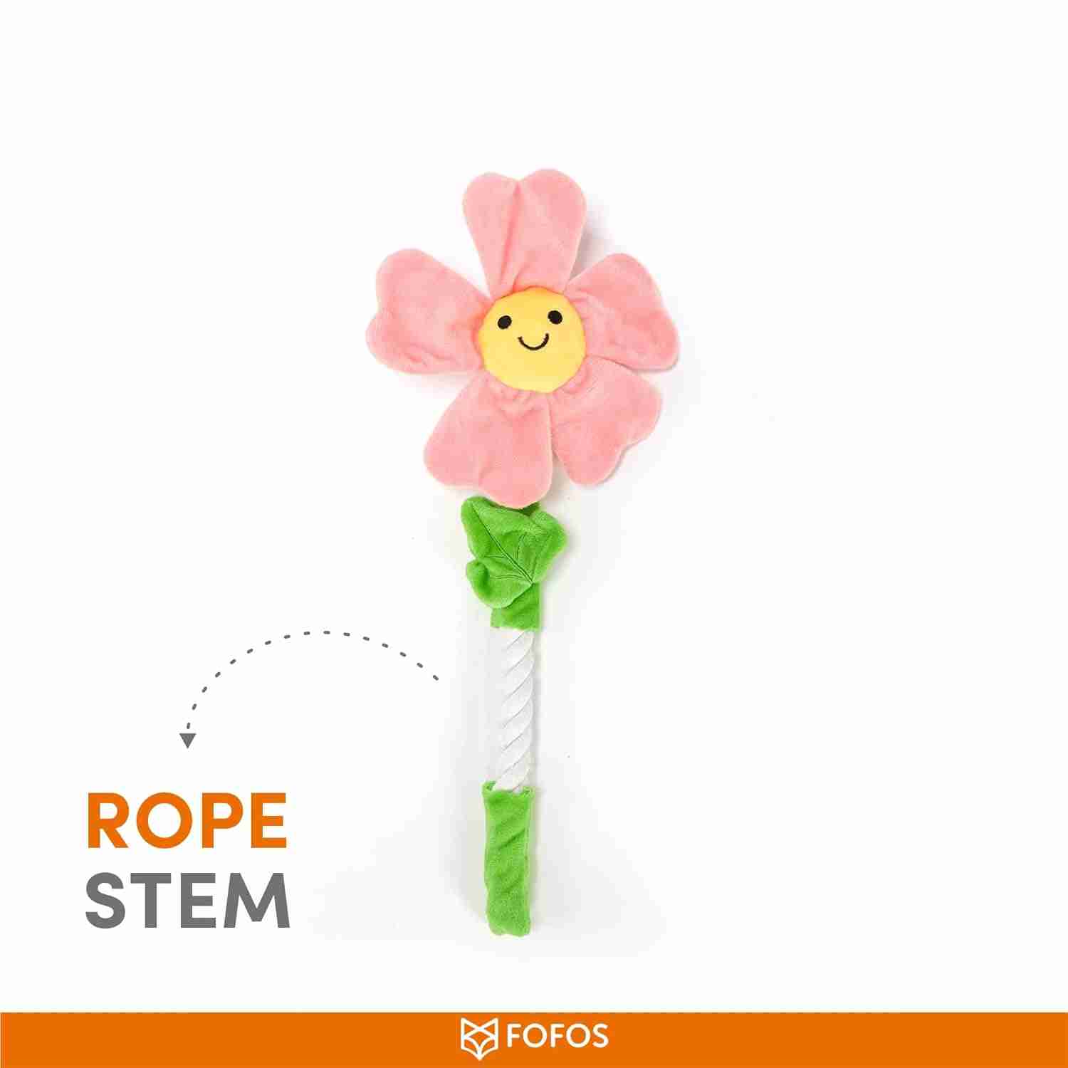 Barkbutler Fofos Pink Flower Crinkle Rope Toy for Dogs