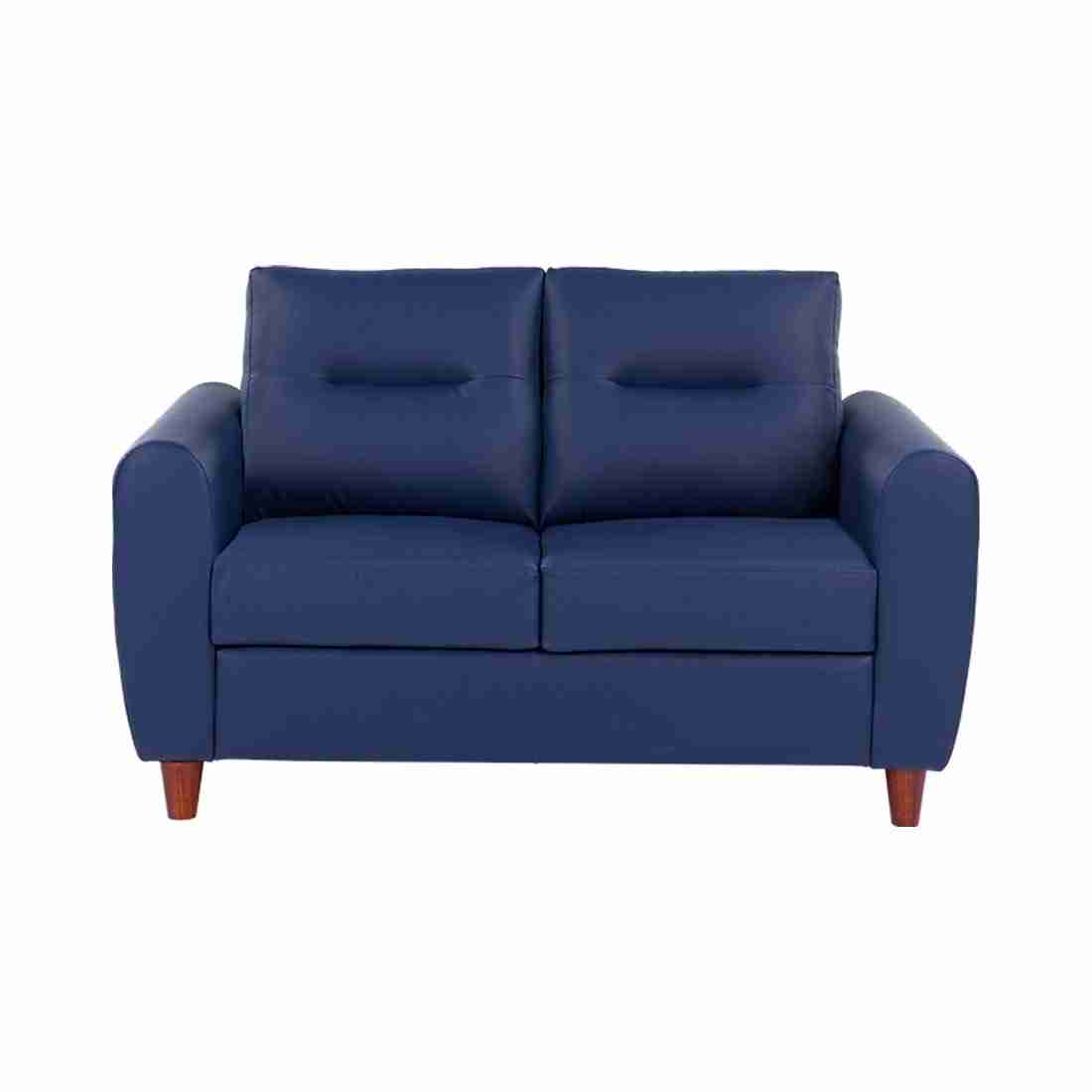neudot Scott Sofa for Living Room |2 Persons Sofa|Premium Leatherette with Cushioned Armrest | Solid Wood Frame|2 Seater in Cobalt Blue Color