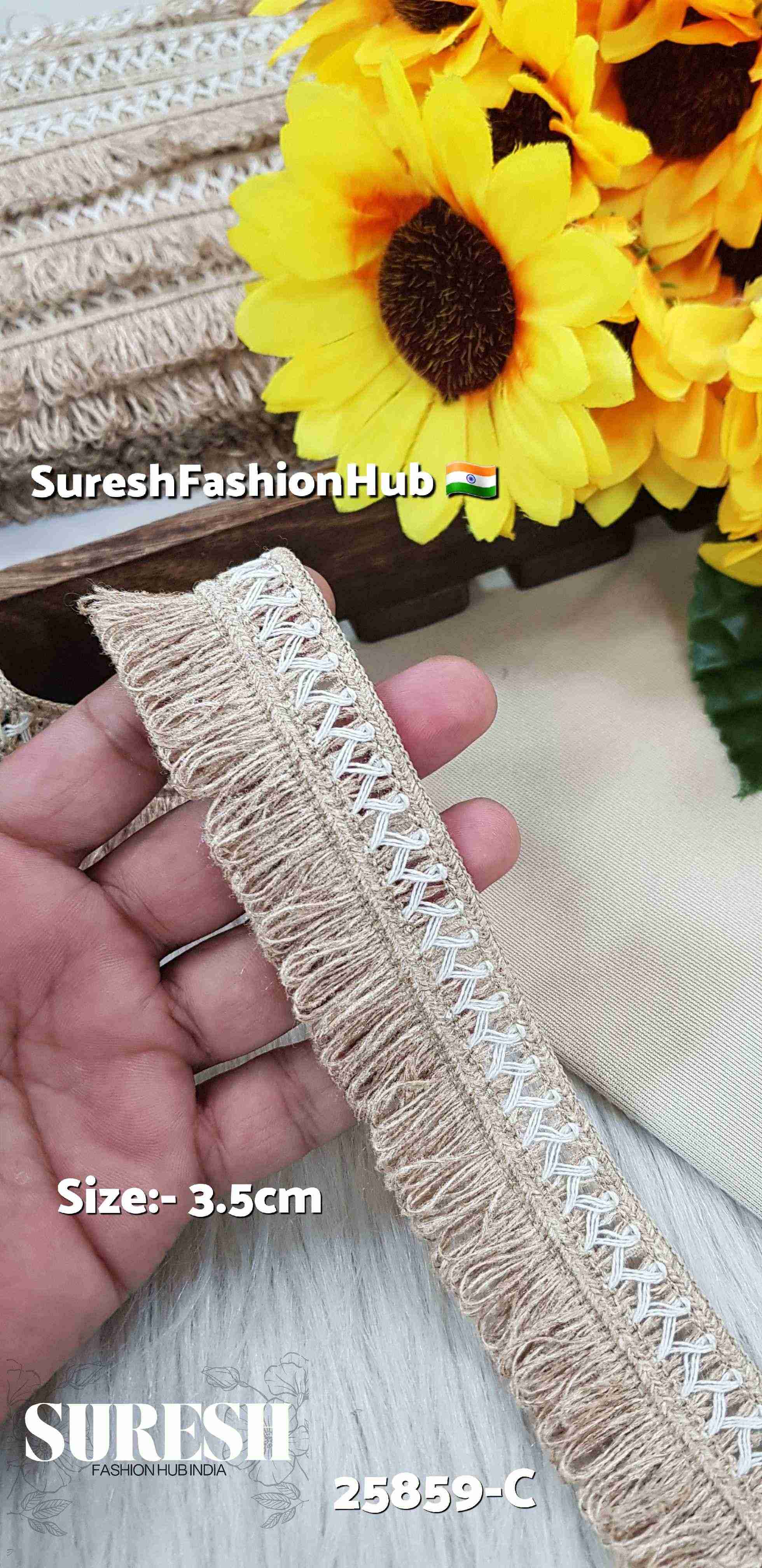 25859-C Rich Jute Fringe Jhalar Lace