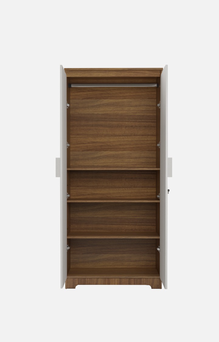 neudotAstona 2 Door Enginereed Wood Wardrobe - Leon Teak Finish | Space & Clothes Organizer | Cupboard | Almari | 1 Year Warranty