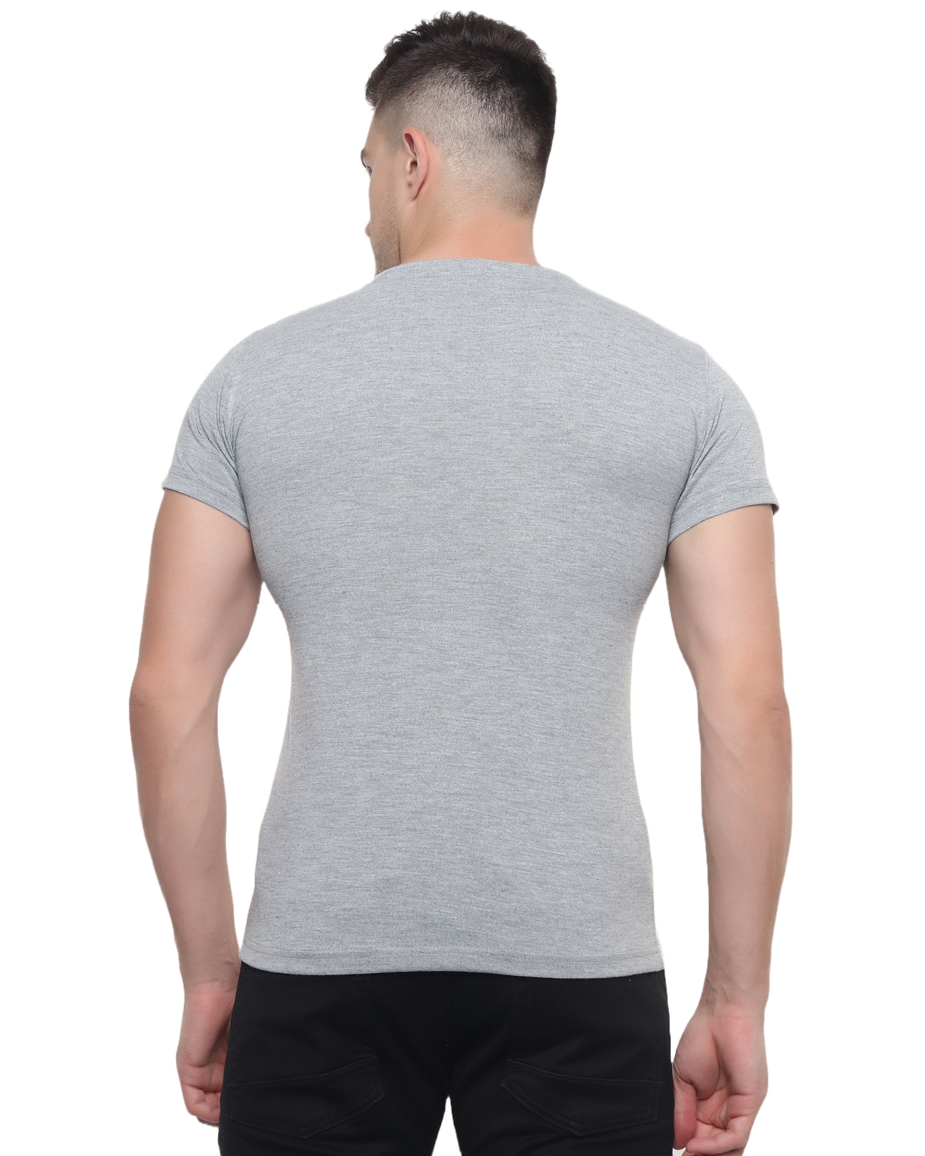 Grey Melange Round Neck T Shirt