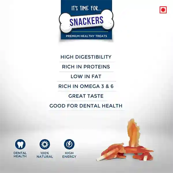 Snackers Chicken N Calcium Treats for Dogs, 70g – (Best Before Mar’26)