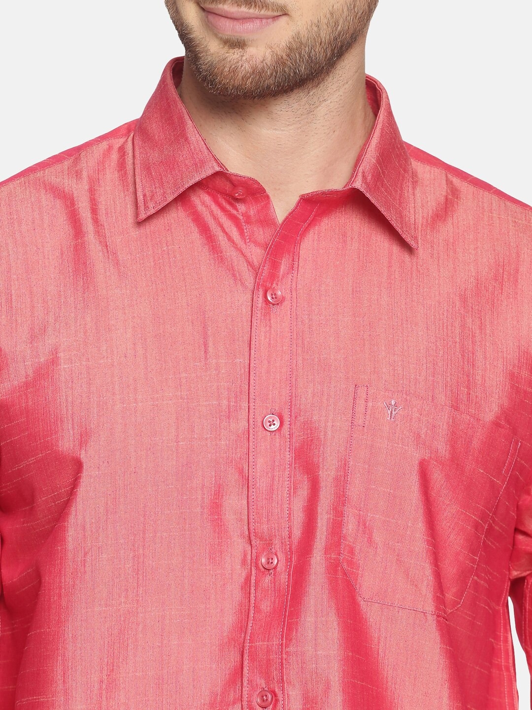 Ramraj Cotton | RAMRAJ COTTON Men Pink  White Solid Shirt  Dhoti Set 3