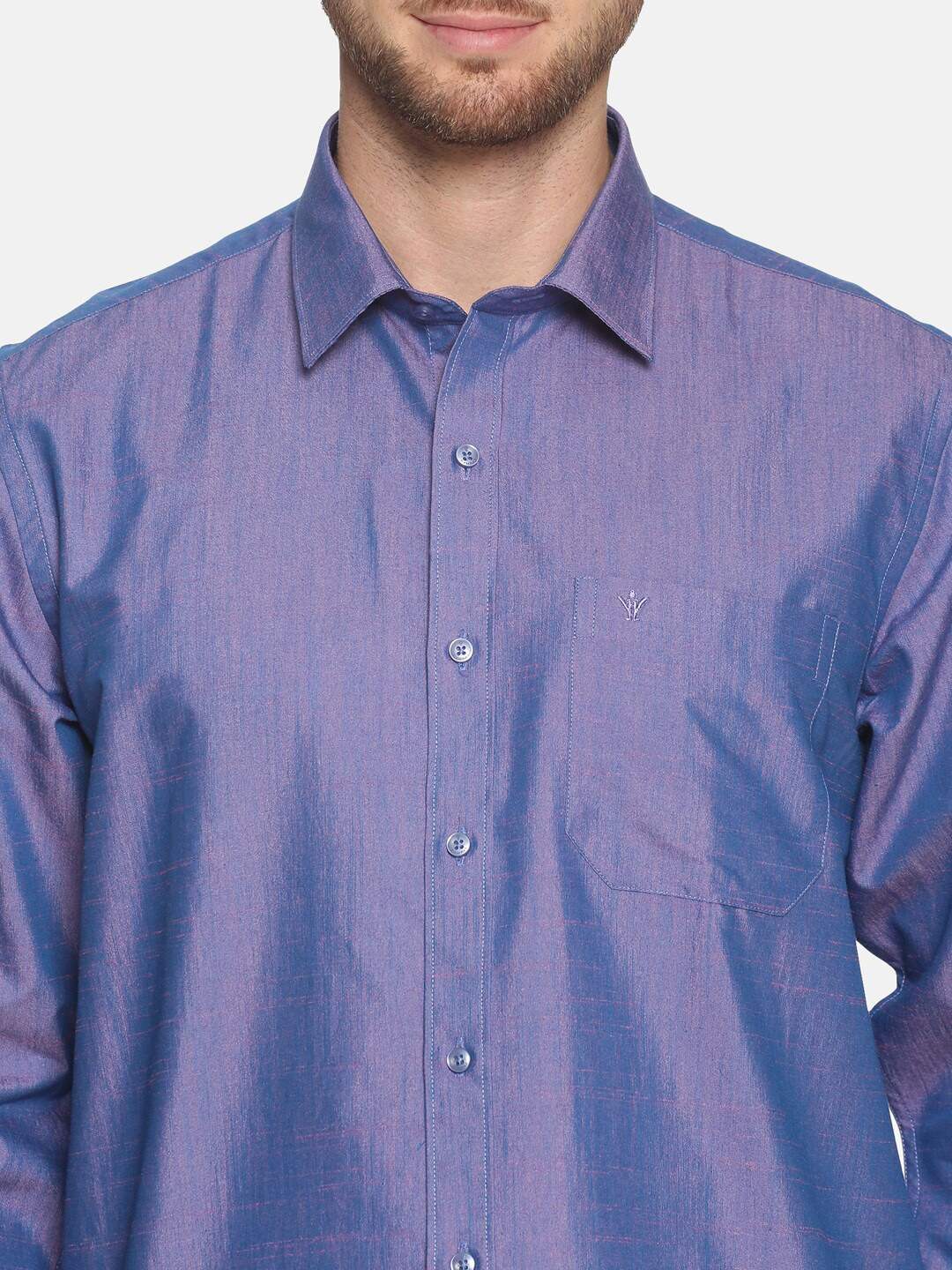 RAMRAJ COTTON Men Blue  White Solid Shirt with Dhoti Pants