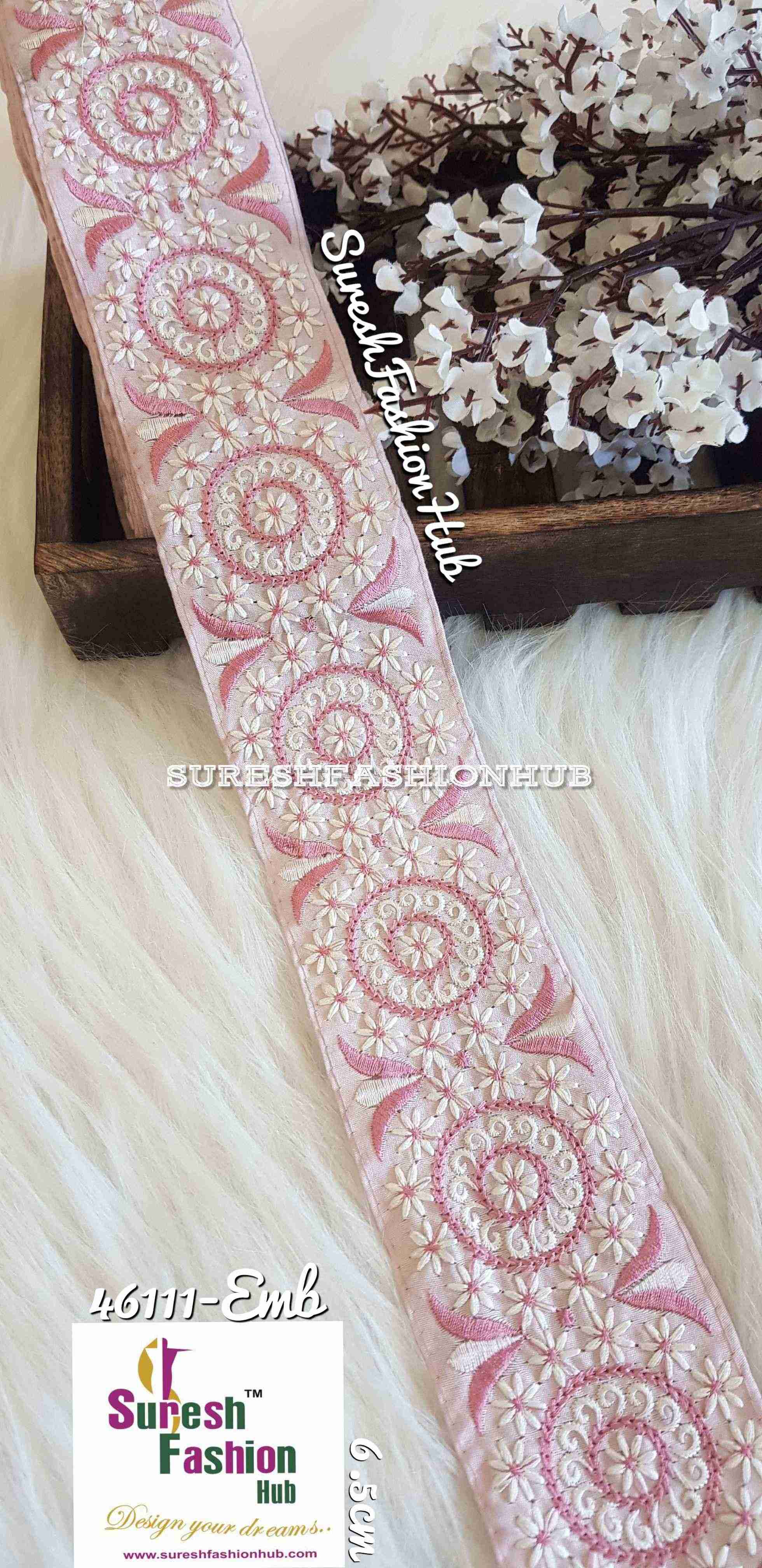 Creative Thread Works Pink Base Embroidered Trim