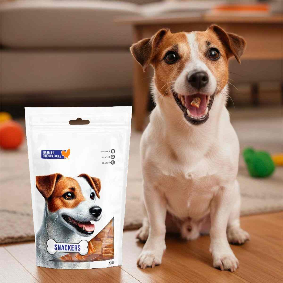 Snackers Marbled Chicken Cubes Dog Treats 70g