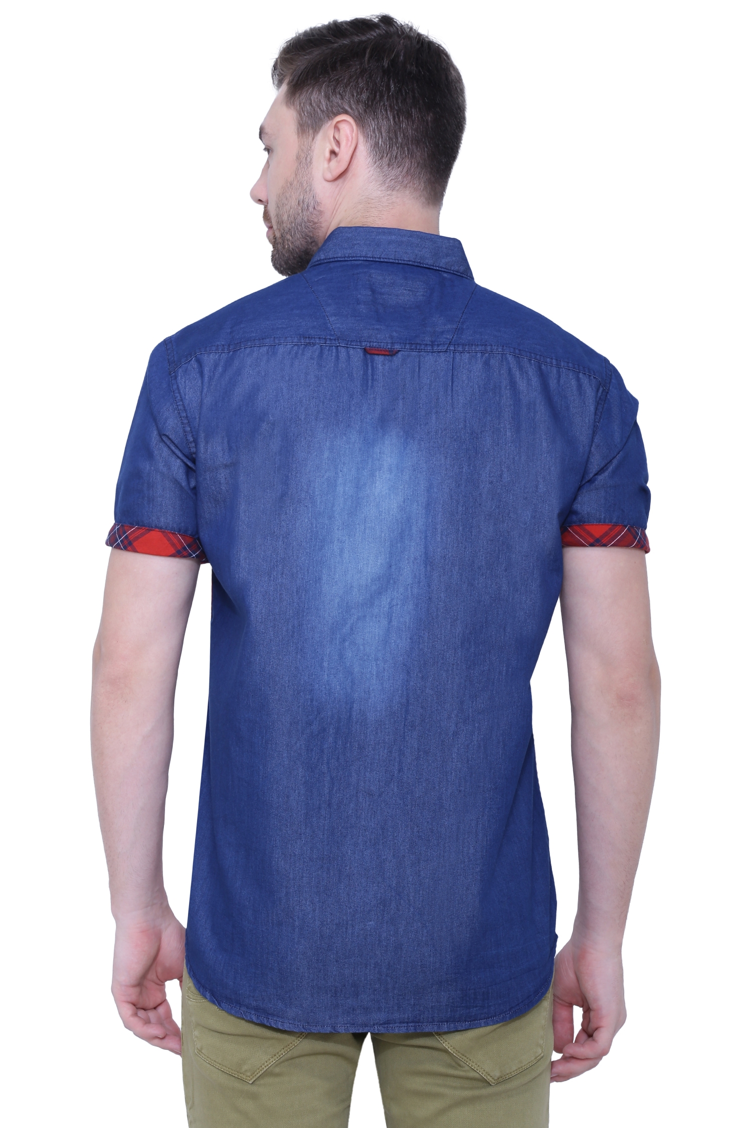 Kuons Avenue | Kuons Avenue Men's Denim Checks Half Sleeves Shirt-KACLHS1207P 2
