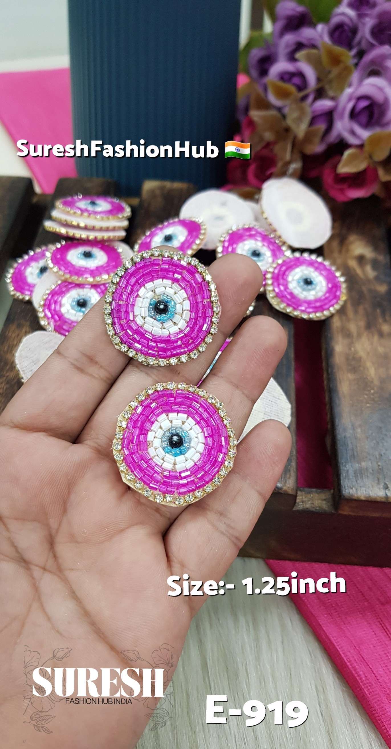 Rani Handmade Beaded Evil Eye Patch – E-919