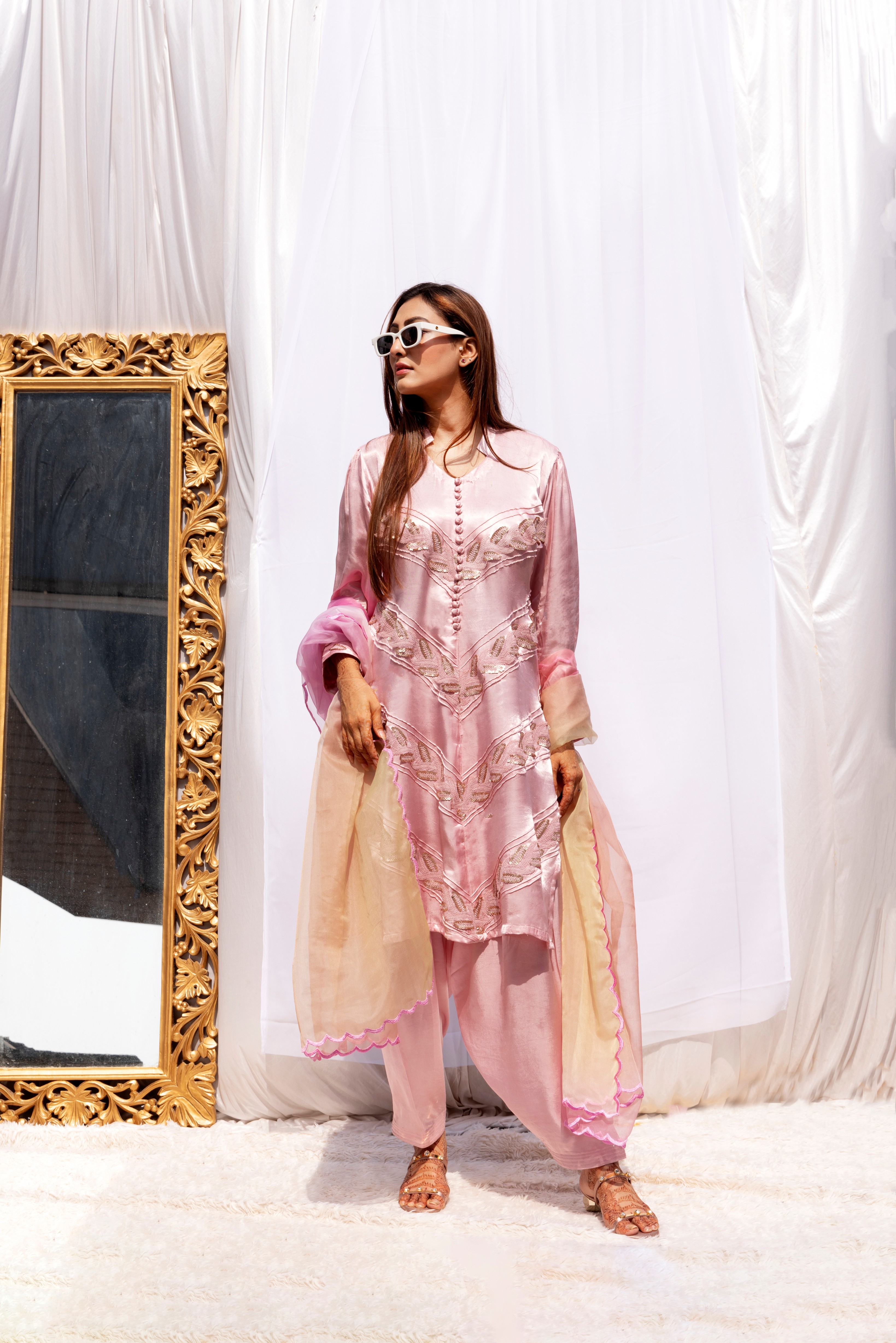 Yellow Silk Sangeet Designer Salwar Suit buy online -