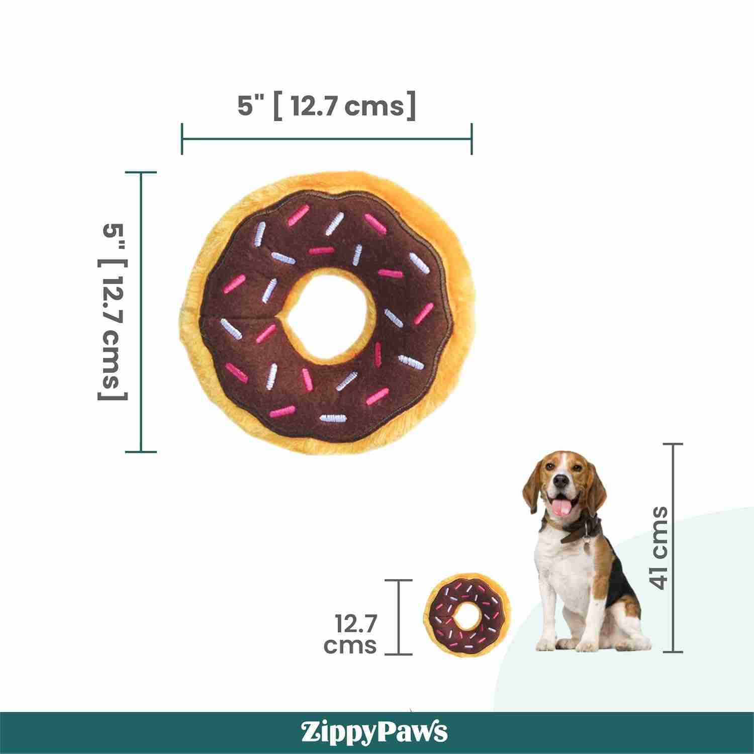 Zippy Paws Junior Donutz Dog Toy, Chocolate