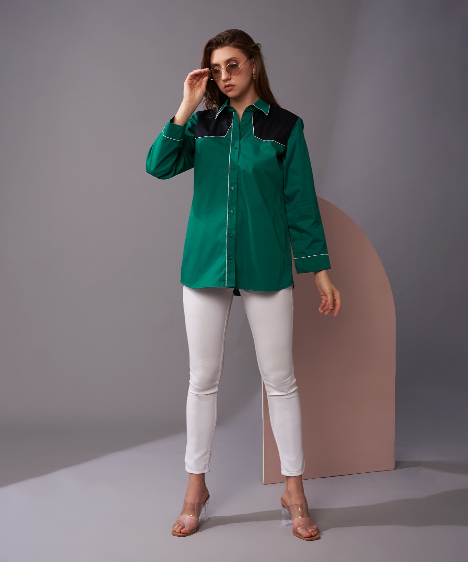 Grammy Green Solid Casual Shirt
