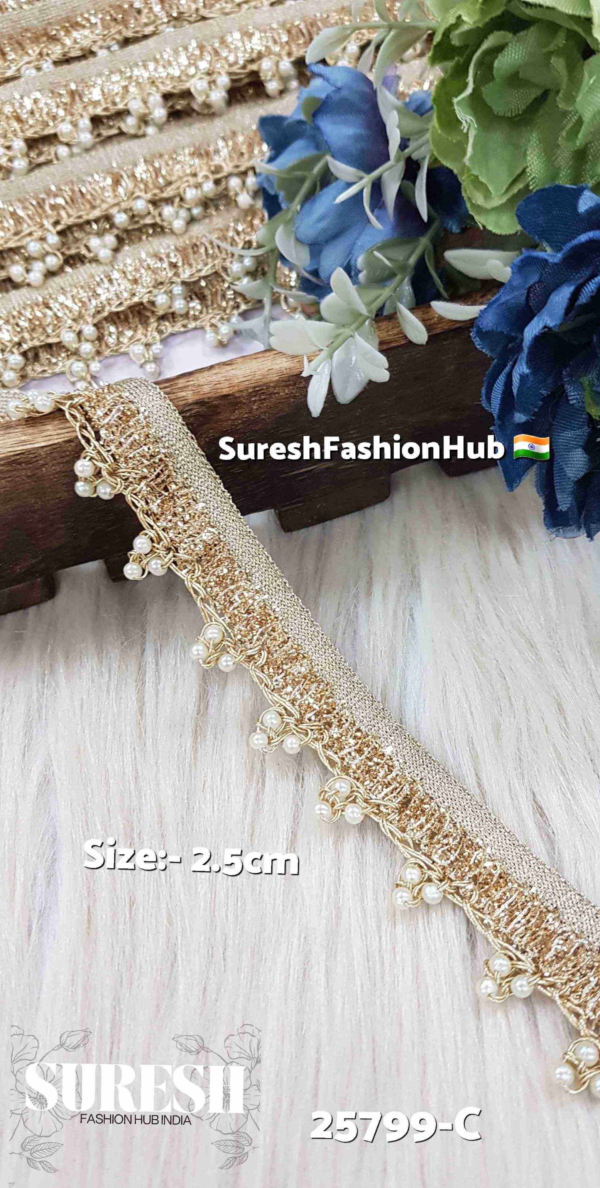 Elegant Pearl Jhalar Hanging Lace