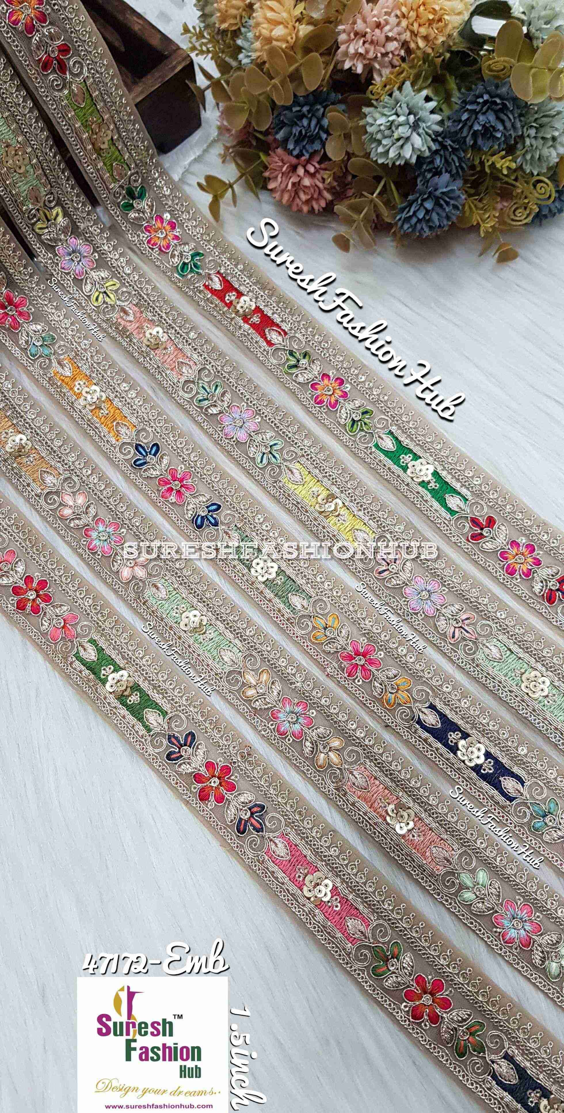 Sabyasachi-Inspired Floral Pearl Dori Lace - No5