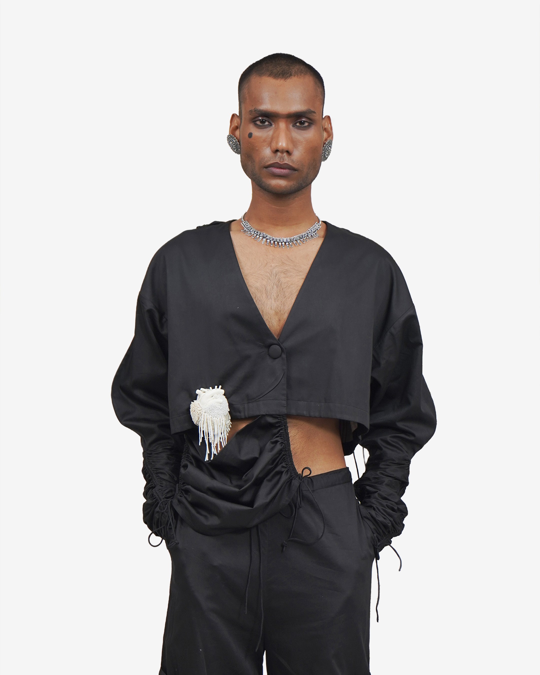 Heart Cropped Jacket Set Cropped Jacket