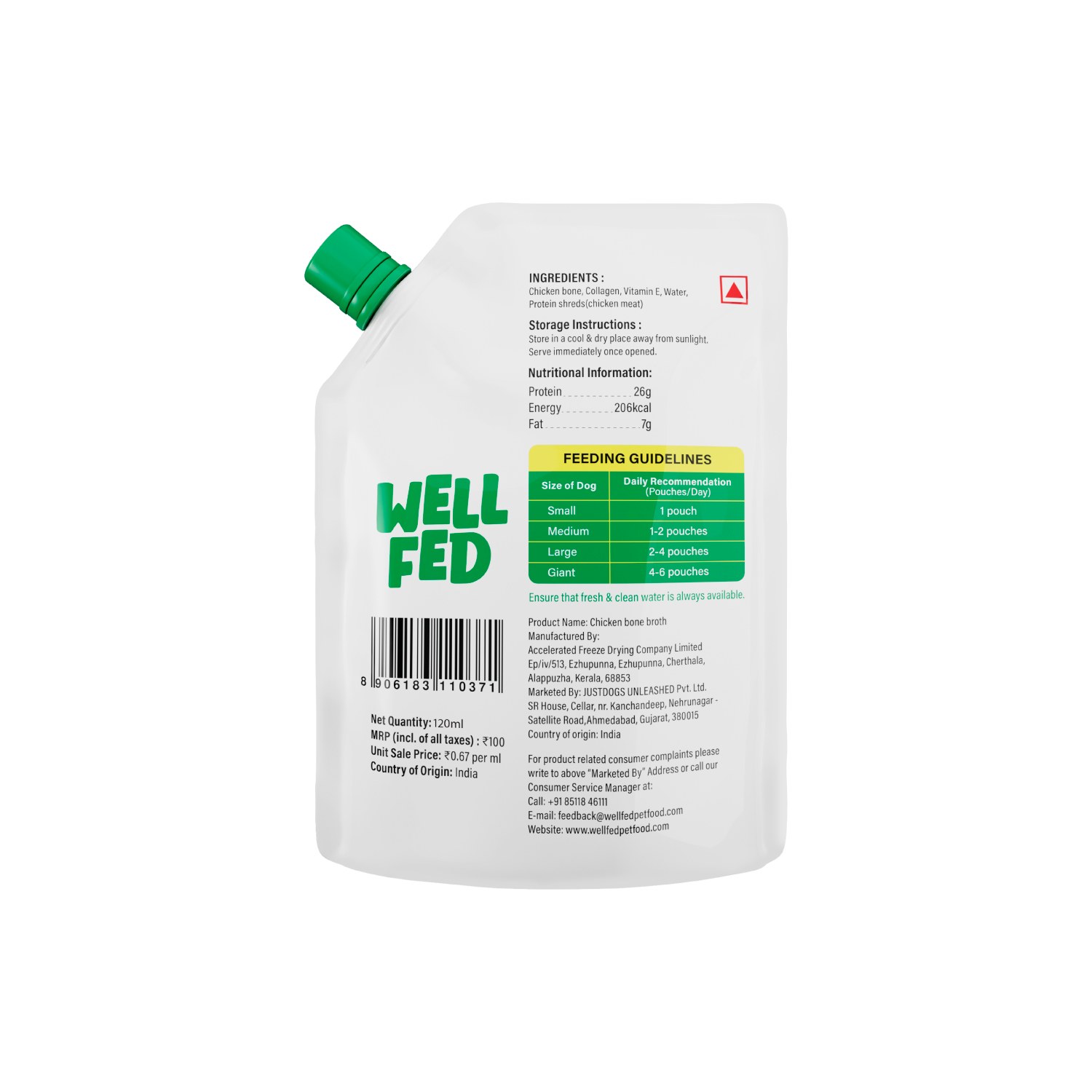 Well Fed Chicken Bone Broth, 120 ml