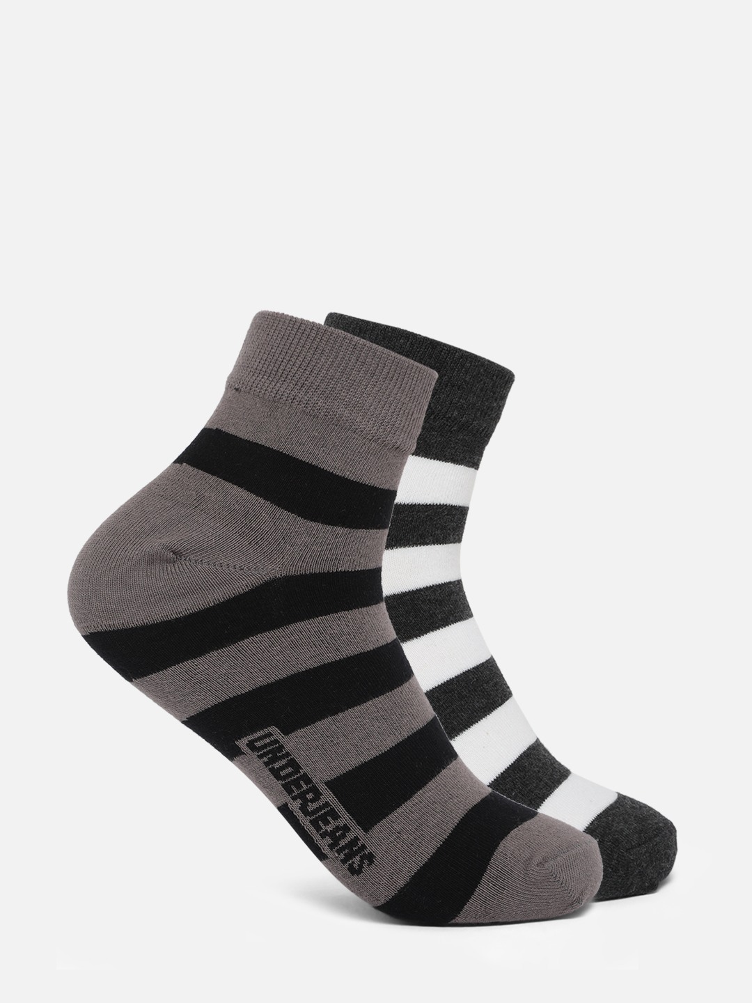 Underjeans Men Assorted Ankle length (Non terry) Socks Pack of 2