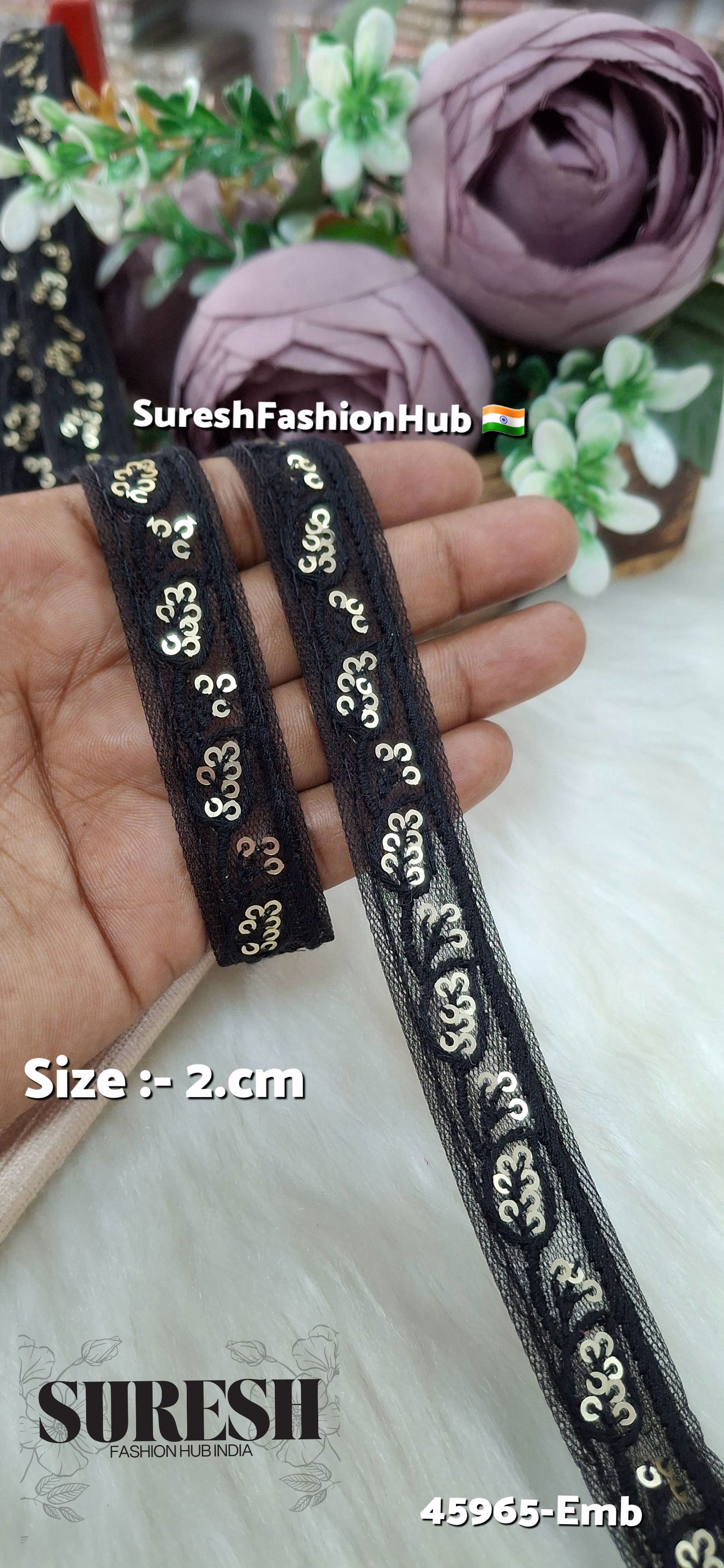 Black Tone-on-Tone Embroidery Lace