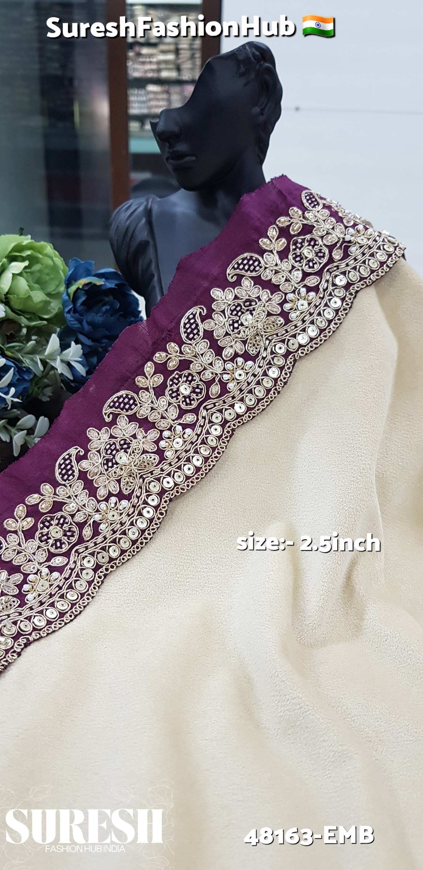 Wine Bloom Luxe Embroidery Lace