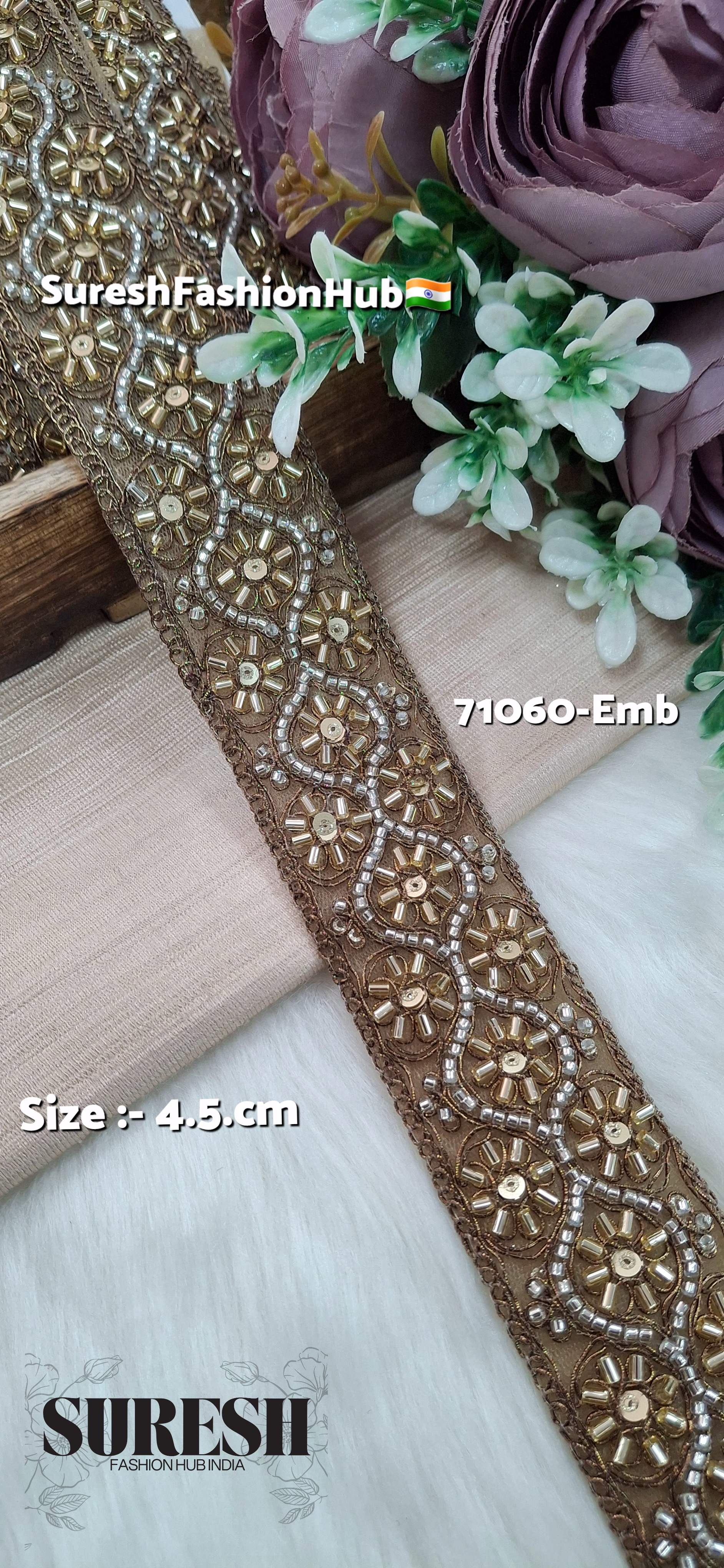 Matt Gold Floral Embroidery Lace