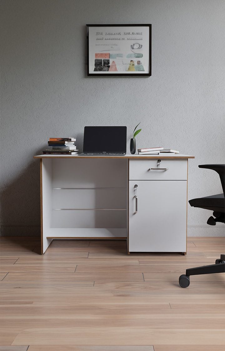 Fusion Study & Computer Table and Office Desk - Forsty White