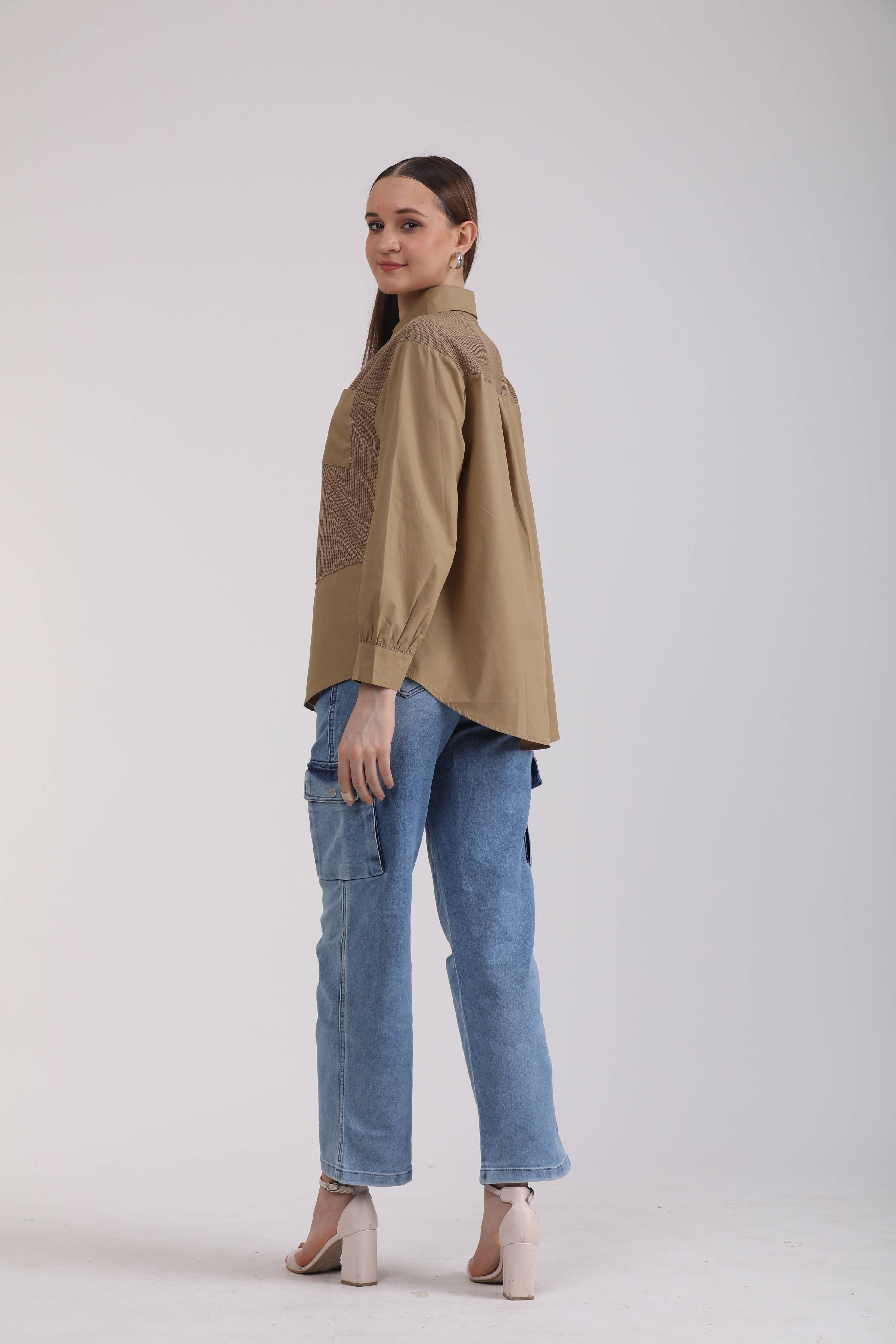 Albion Women Khaki Blouson Top