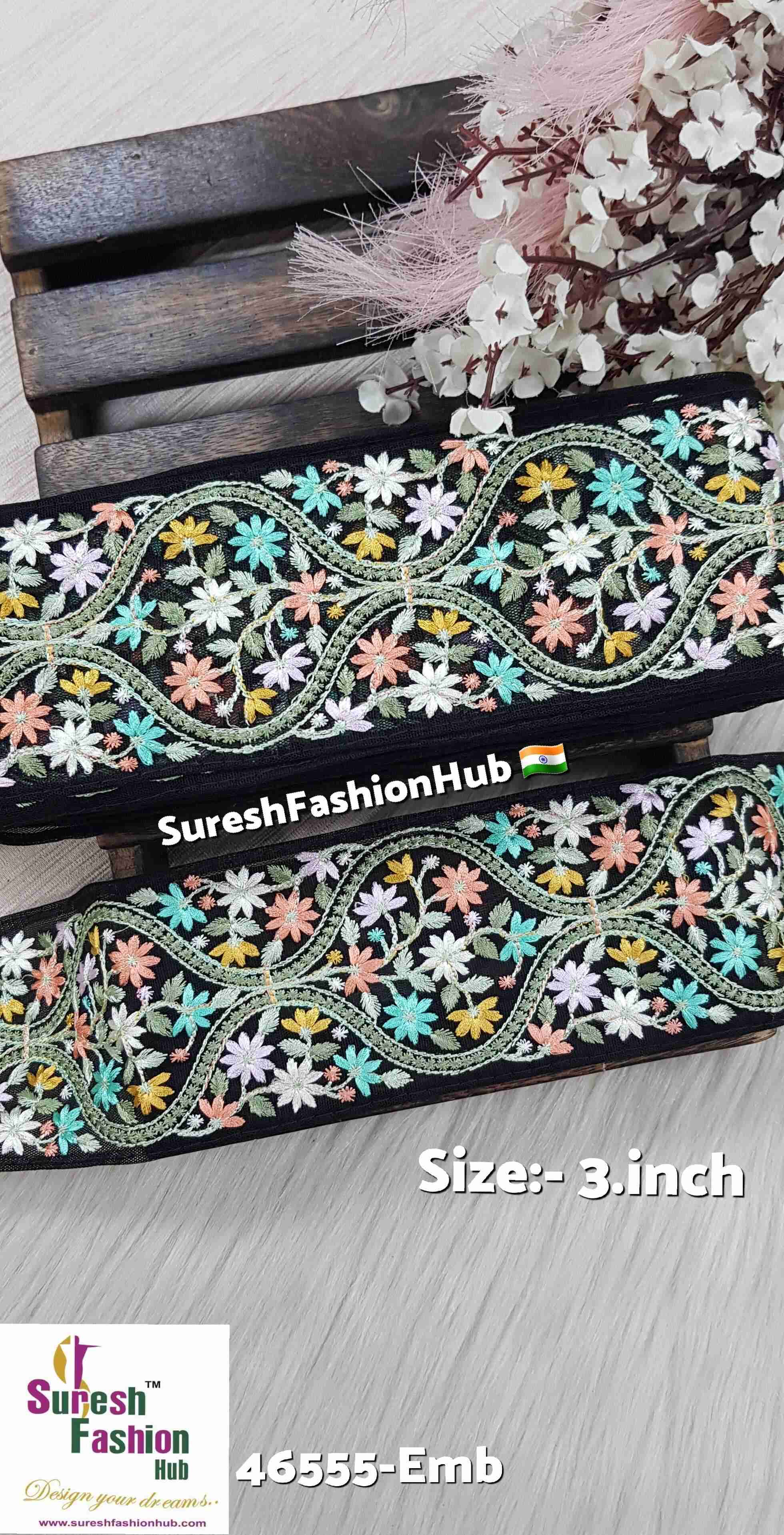 Elegant Floral Black Embroidery Lace