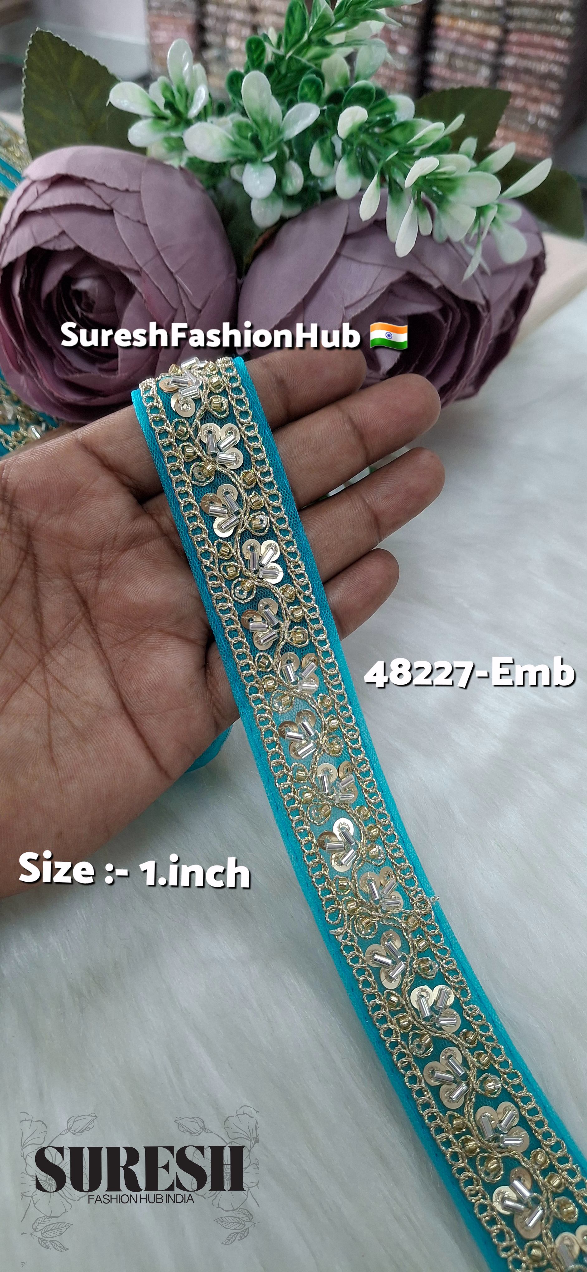 Sea Green Pearl Embroidery Net Lace