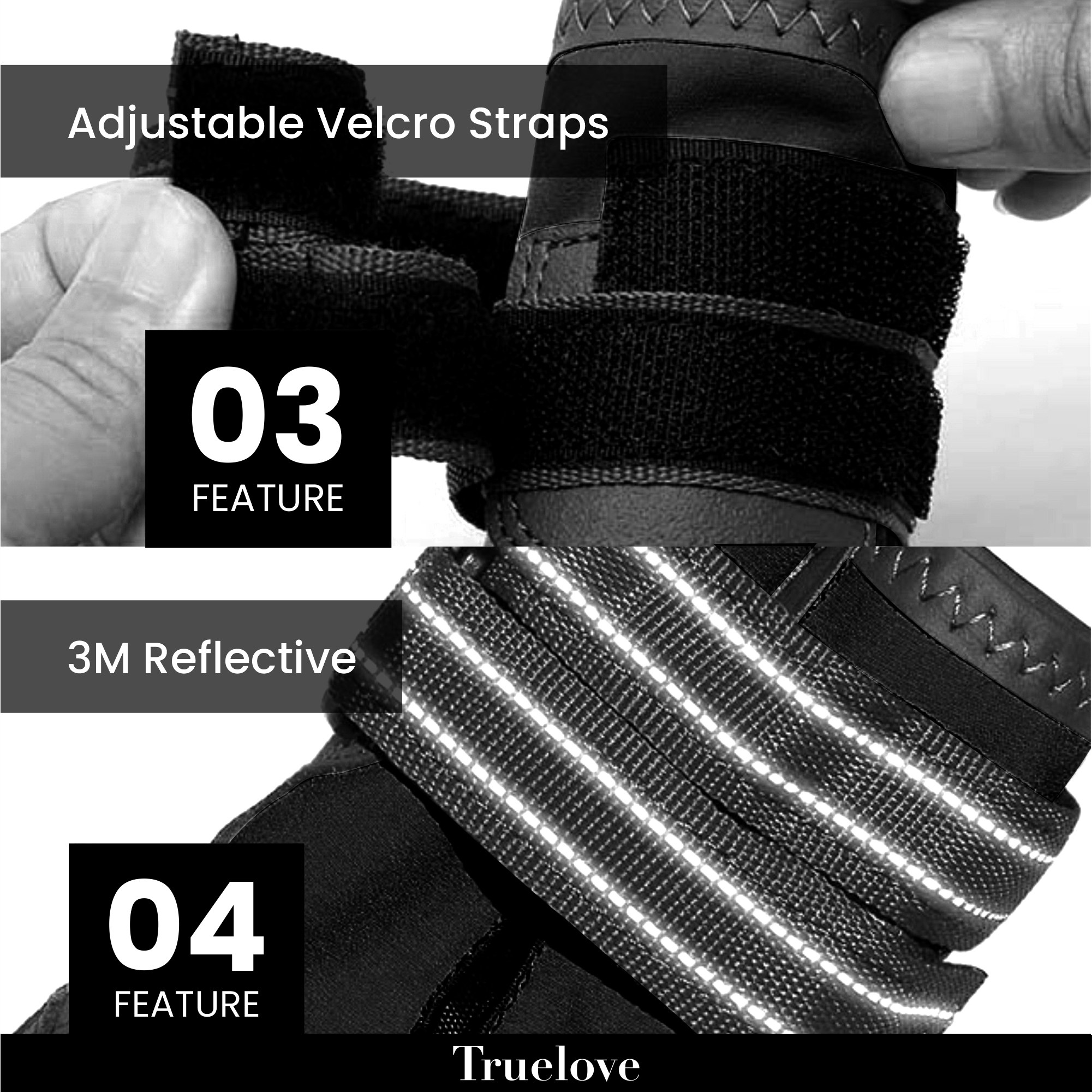 Truelove Waterproof Boots for Dogs, Black
