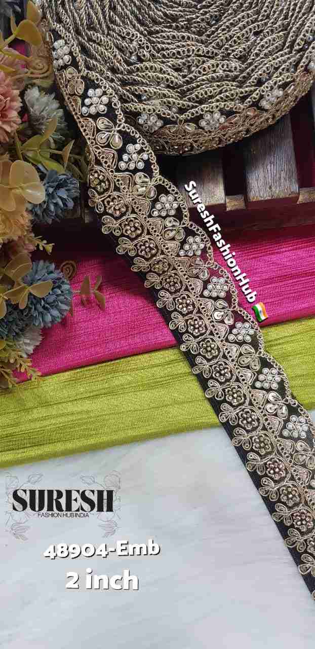 Black Royal Maggam Scallop Designer Lace – 48904-Emb