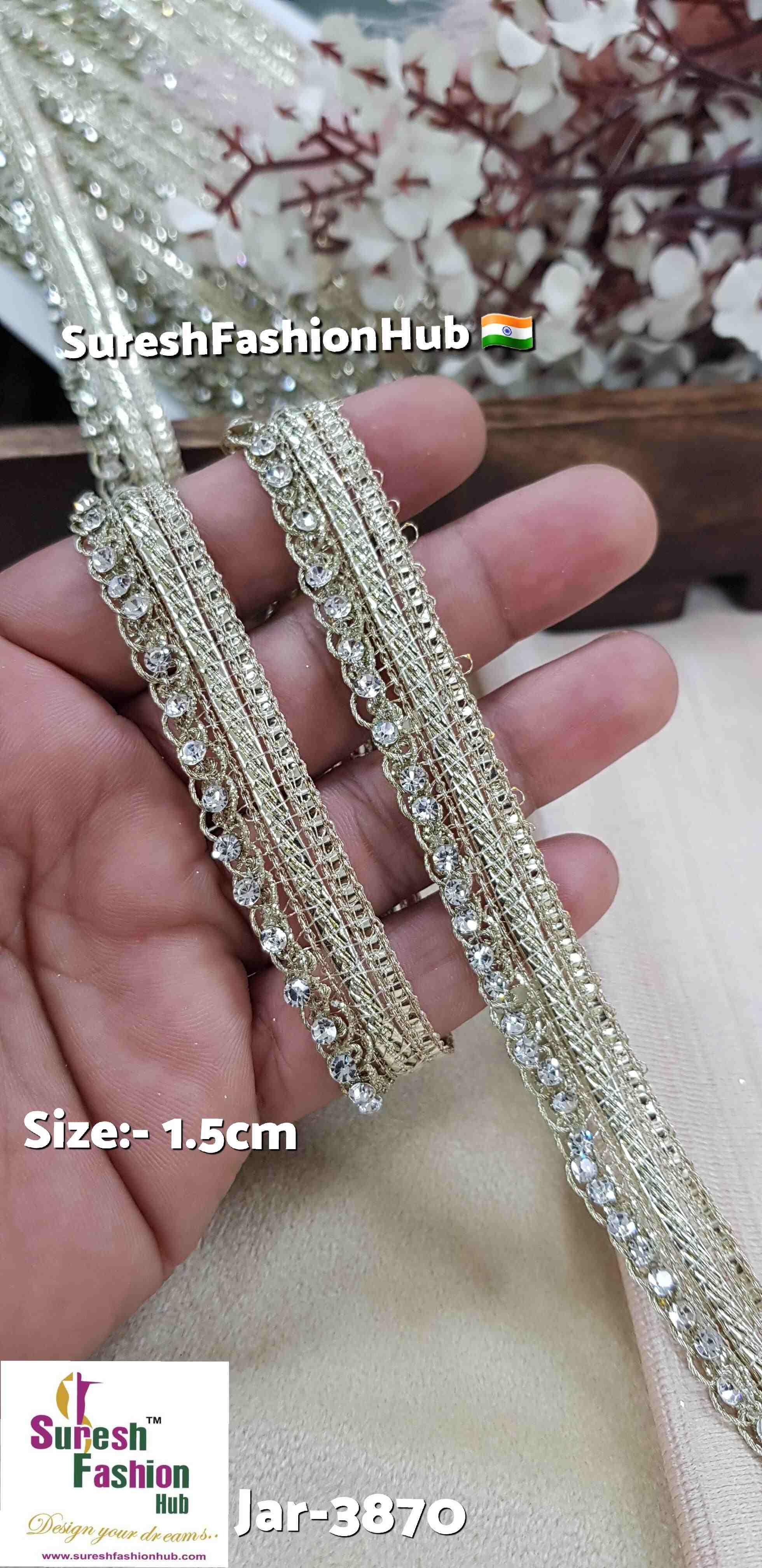 Water Jhalar Machine Lace with Diamond