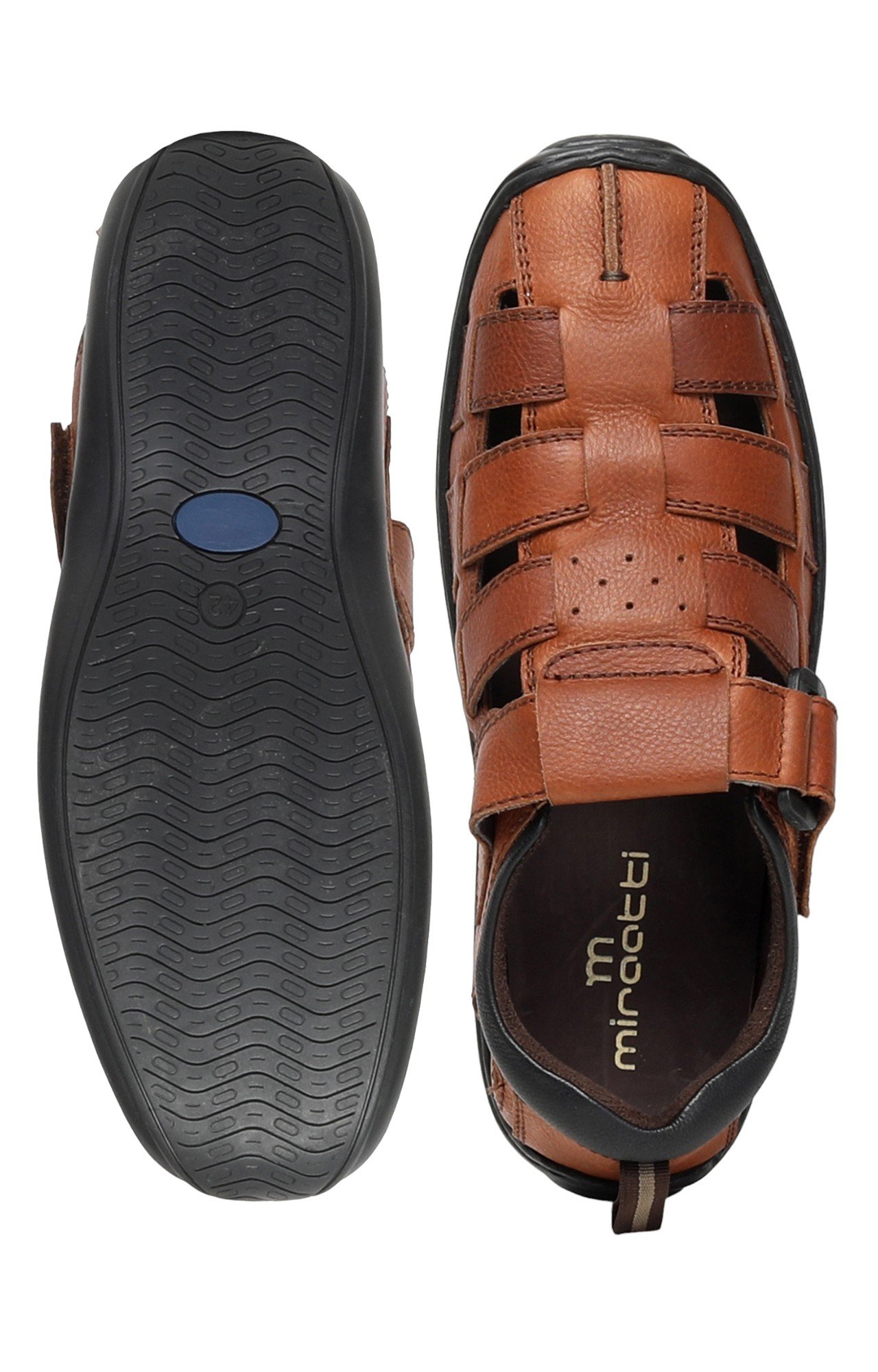 Men Tan Color Velcro Fastening Sandal